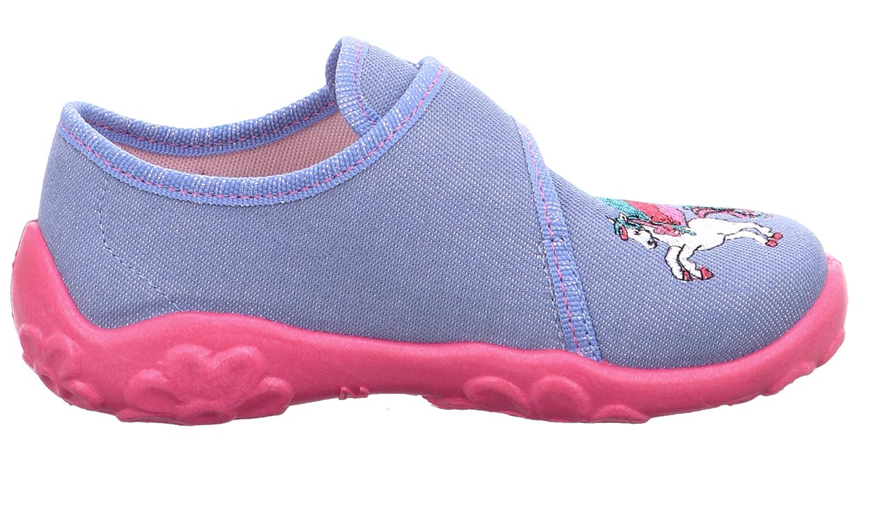 BONNY - Blau/Pink Hausschuh mit Klettverschluss