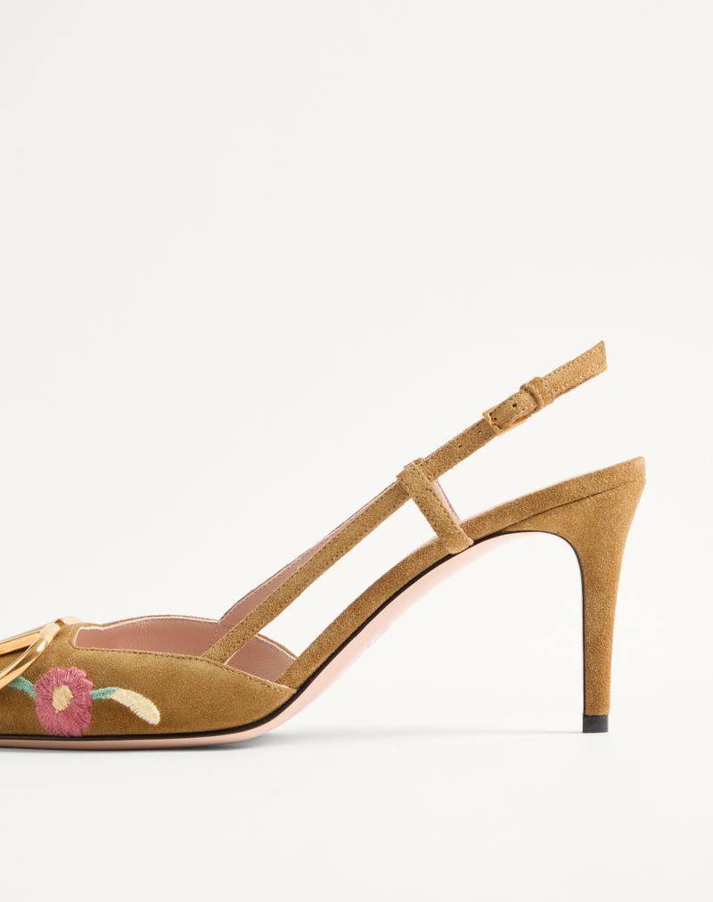 VLogo Signature Slingback Décolleté i split med blomsterbroderi 80 mm