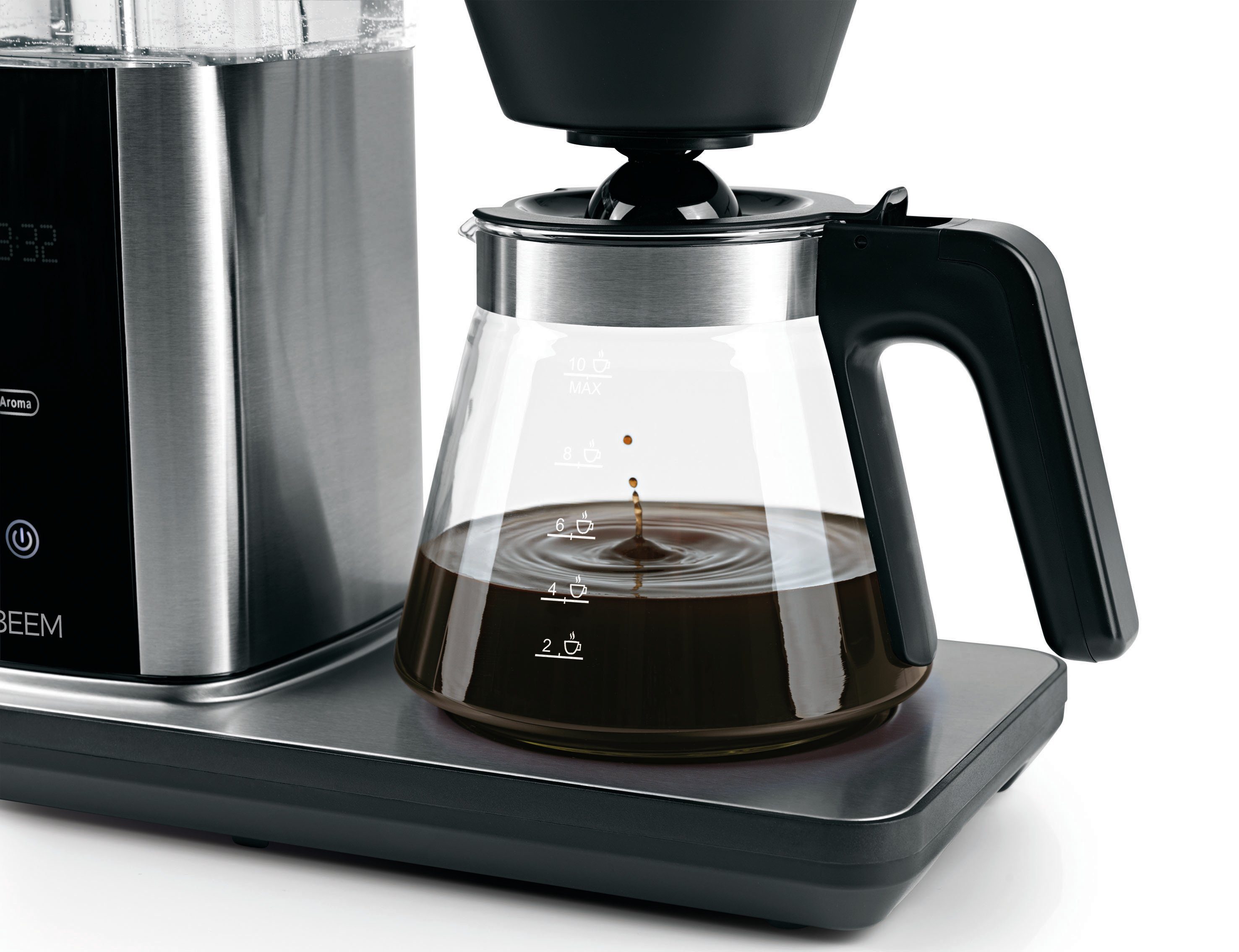 BEEM Filterkaffeemaschine Direct-Brew Glas, 1,25l Kaffeekanne, Papierfilter 1x4