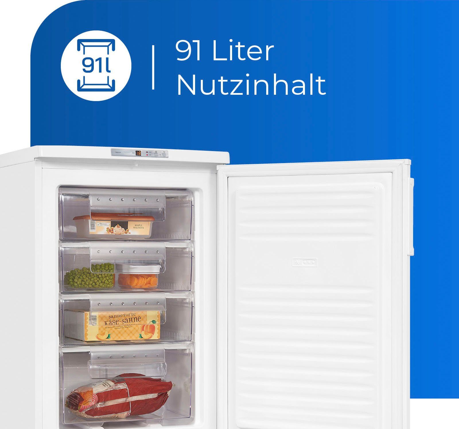 exquisit Gefrierschrank GS80-HE-040E weiss, 85,5 cm hoch, 55 cm breit
