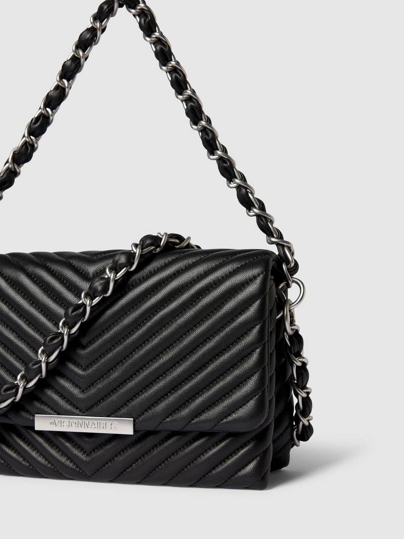 Umhängetasche mit Label-Detail Modell 'IRIS' in schwarz