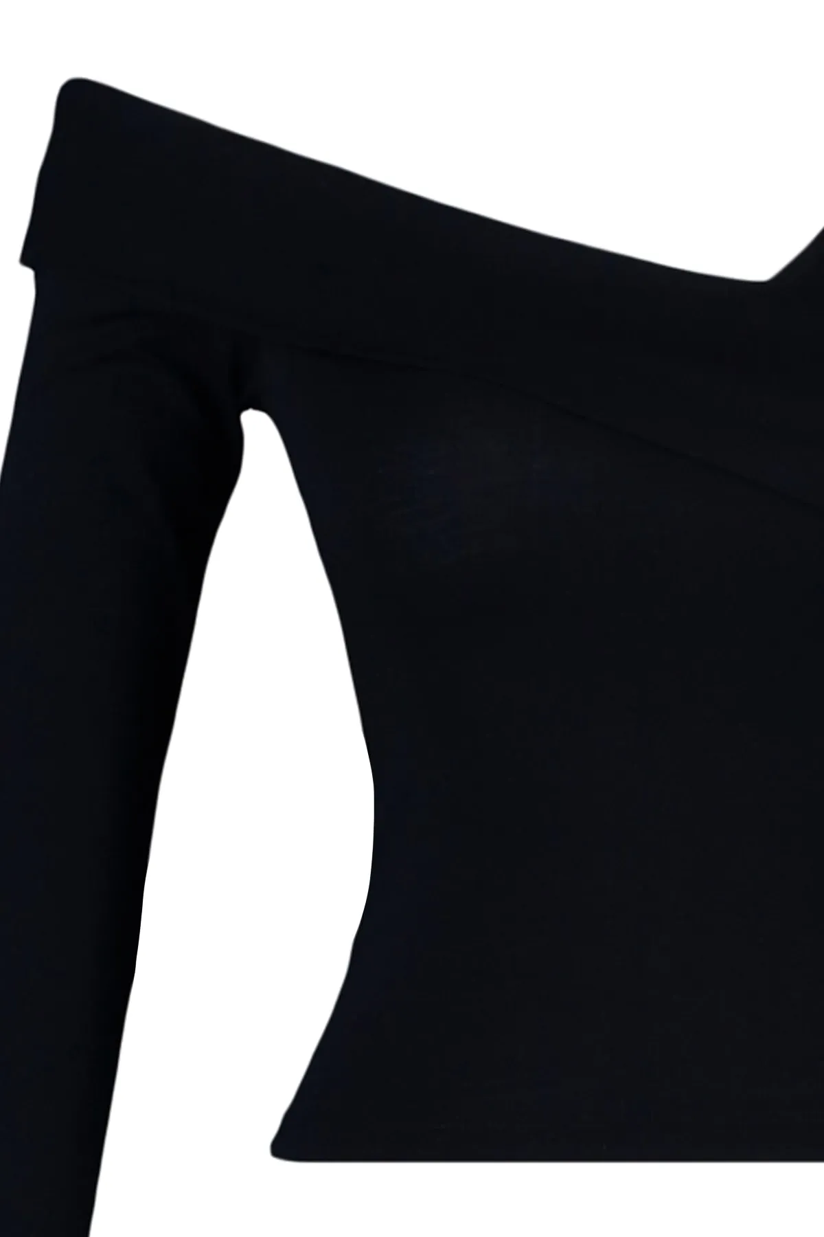 Trendyol Collection  Schwarze, taillierte, asymmetrische, dehnbare Viskose-Strickbluse TWOAW23BZ00748