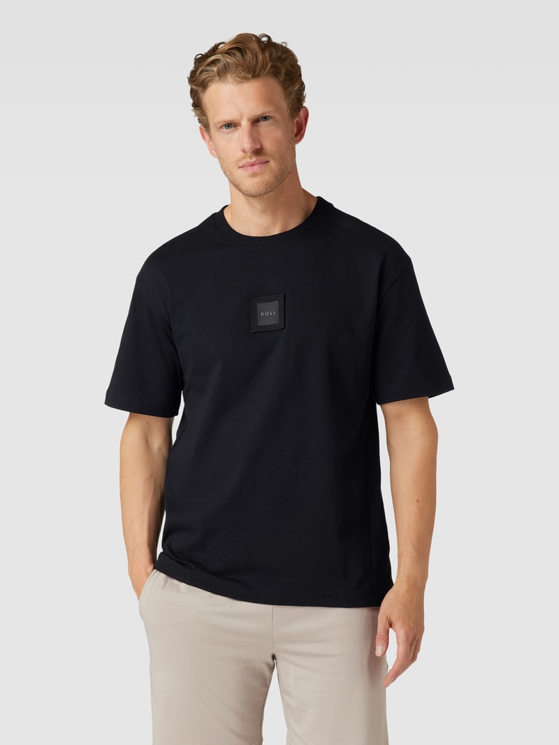 T-Shirt mit Label-Patch Modell 'Talboa Lotus' in schwarz