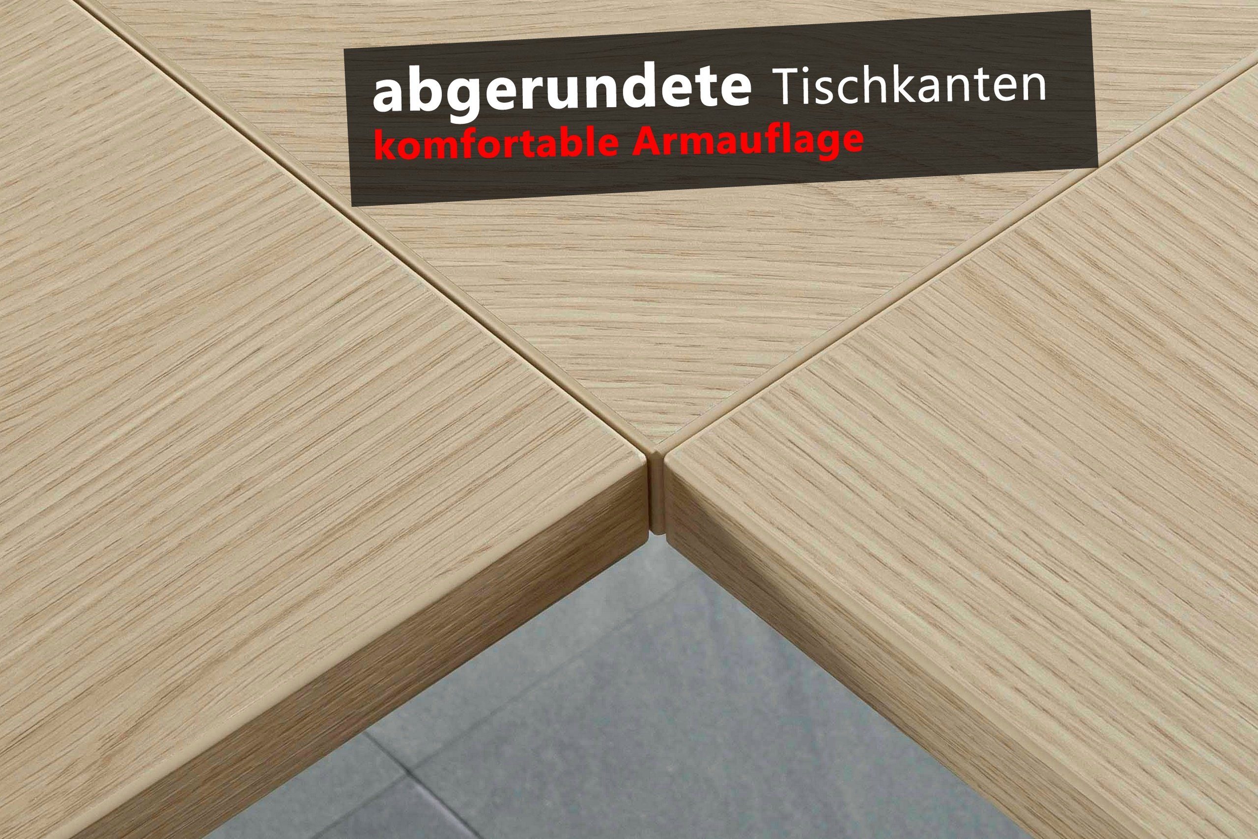 bümö Tischplatte DIY Schreibtischplatte, Quadrat: 80 x 80 cm- Dekor: Buche
