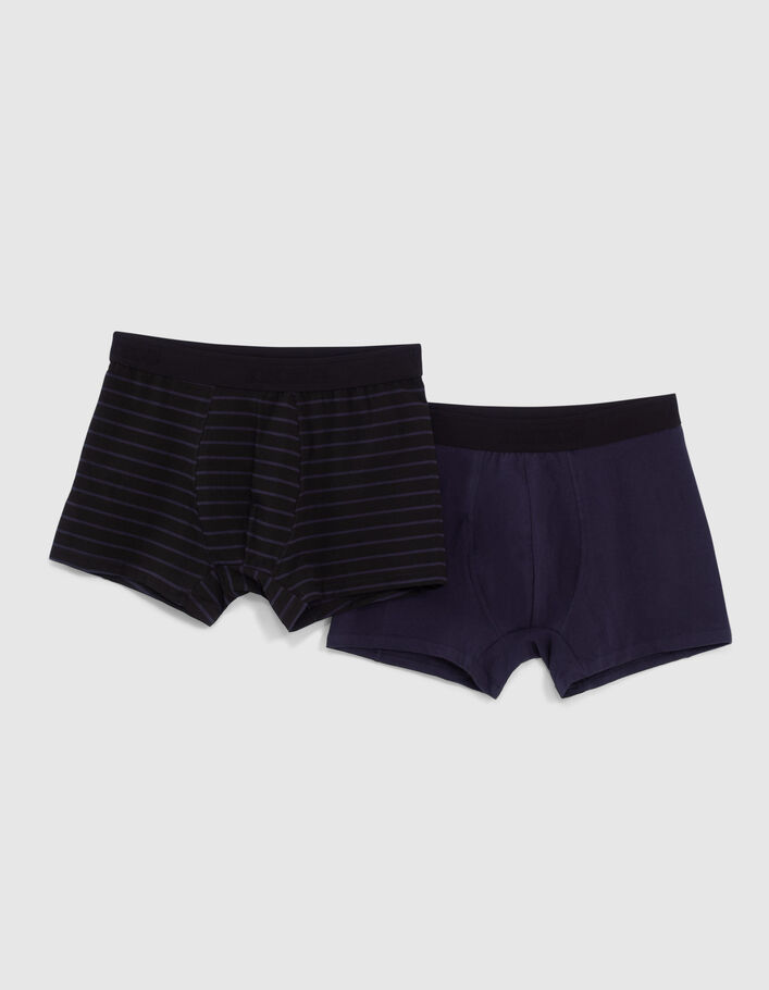 Boxers marine et noir rayé marine Homme