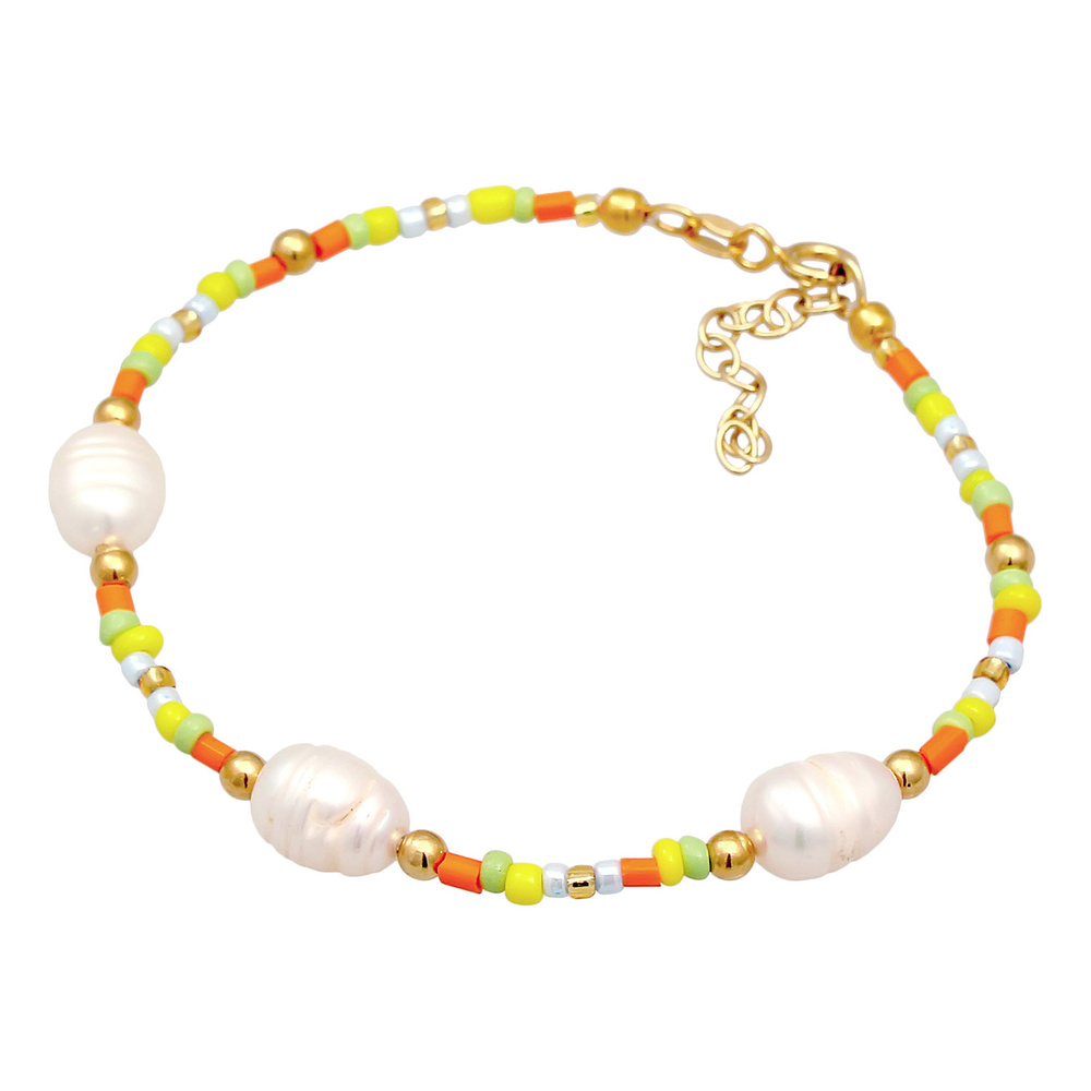 Elli Elli Bracelet Perles de verre pastel pour femmes avec perles de culture d'eau dou Bracelet