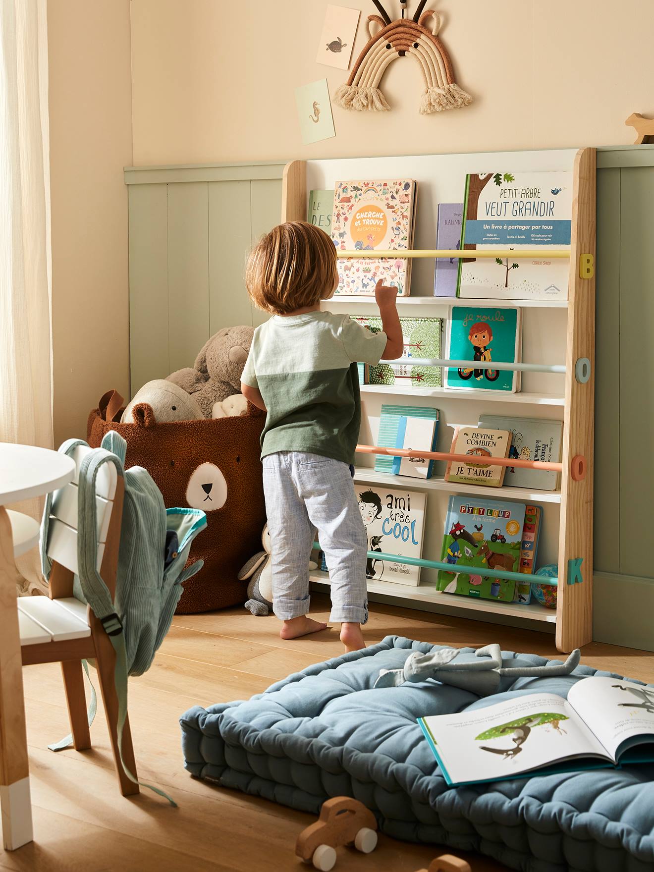 Vertbaudet Kinder Bücherregal BOOKS - weiß/natur
