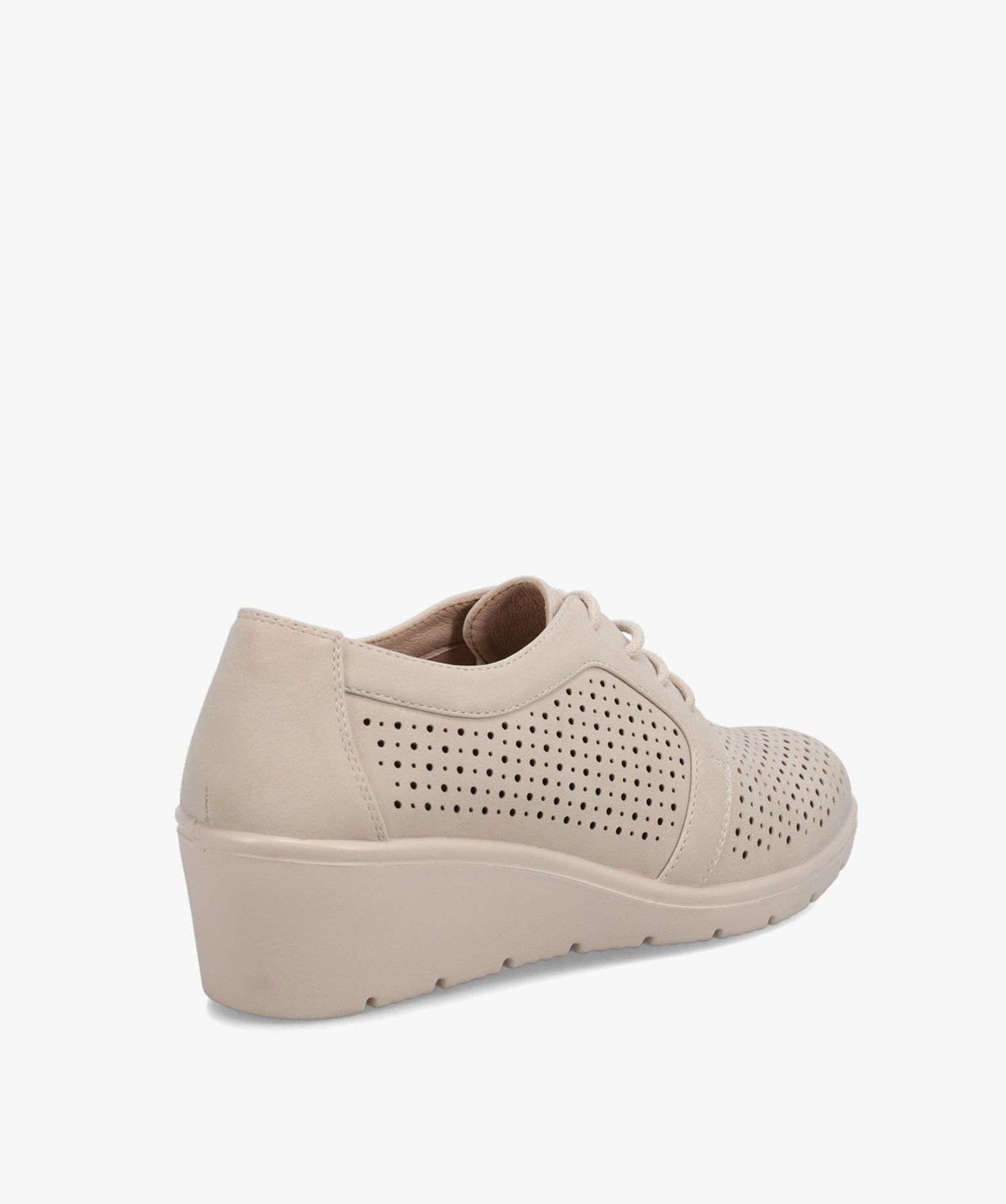 Derbies femme confort à talon dessus uni ajouré beige | GEMO