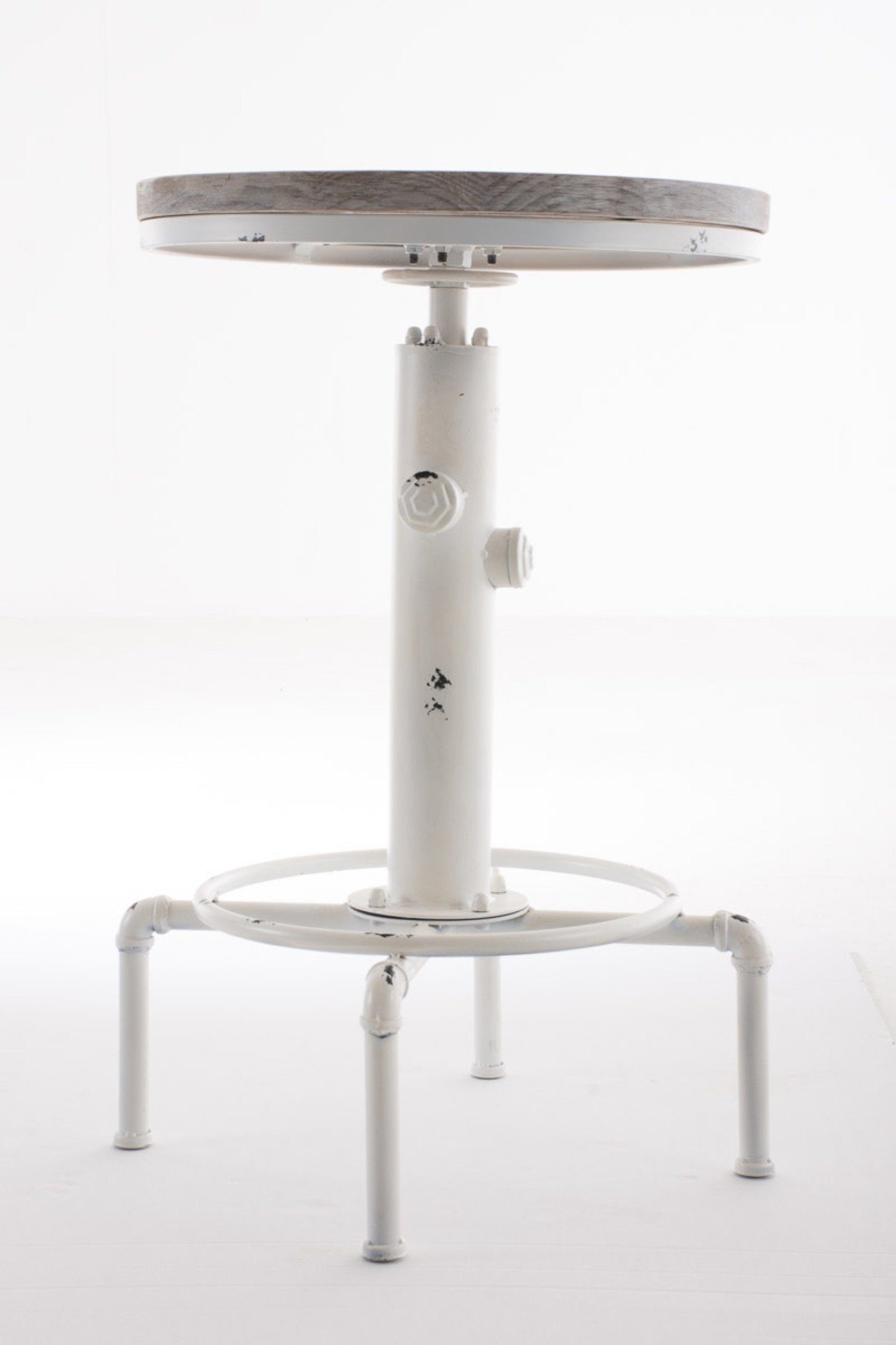 TPFLiving Stehtisch Luminak - Bartisch für Küche, Esszimmer, Wohnzimmer, Balkon, Terrasse (Bistrotisch mit Vollholz-Tischplatte - Durchmesser: 50 cm, 1-St., Höhenverstellbarer Stehtisch mit lackiertem Stahlgestell), Maße (BxLxH): 50 x 50 x 100 cm - F