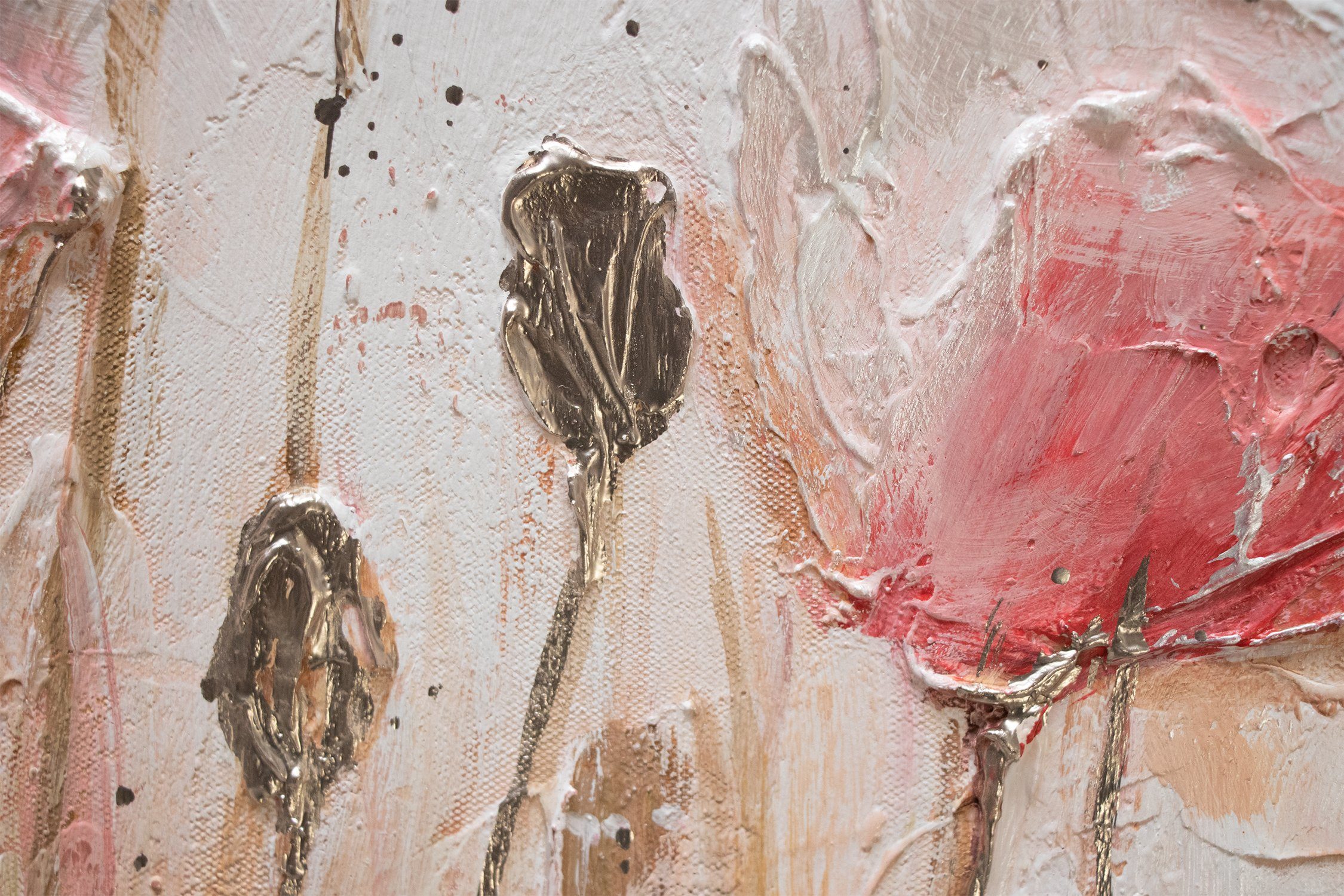 YS-Art Gemälde April, Blumen, Mohnblumen Rosa Flieder Leinwand
