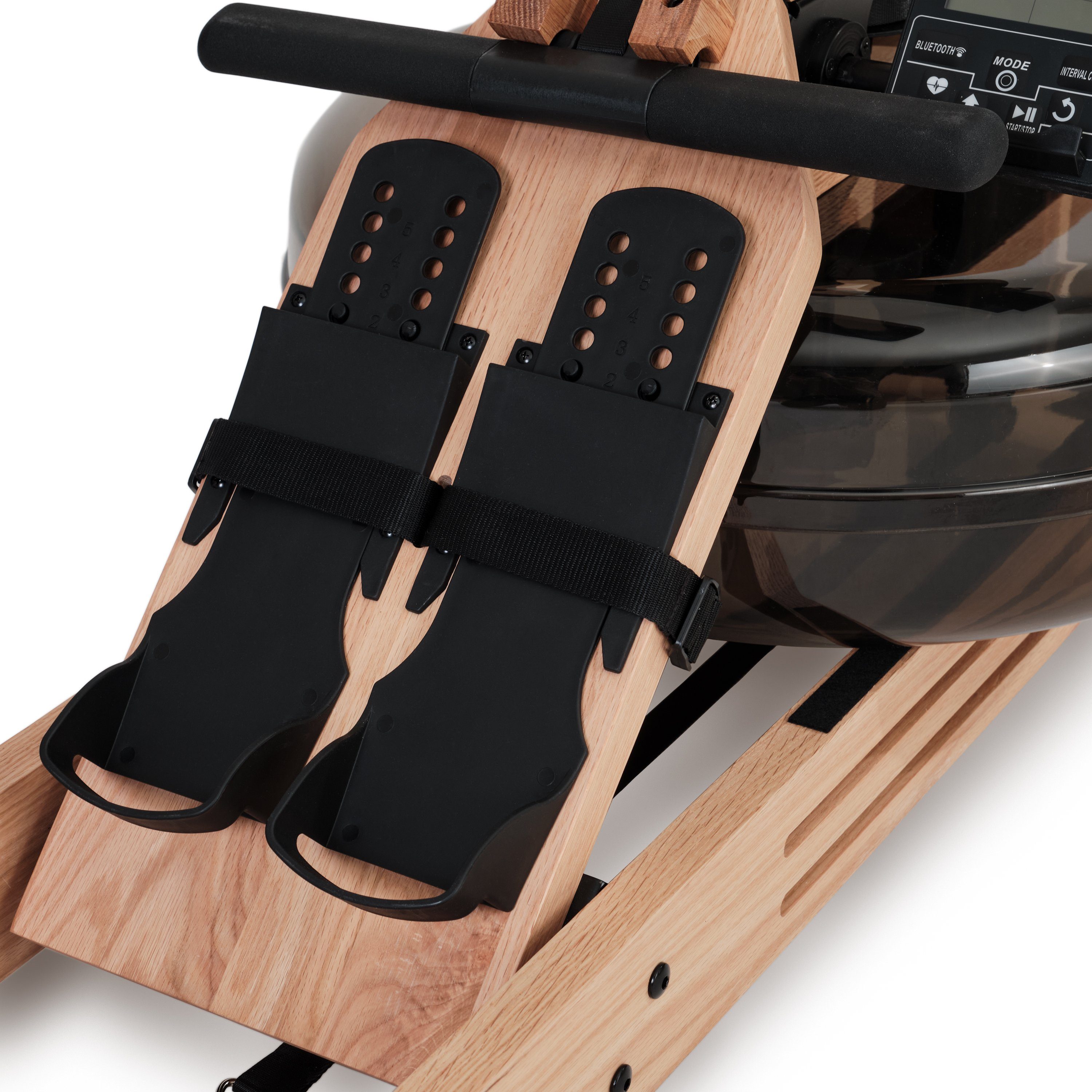 SportPlus Rudergerät SP-WR-1800, Holz-Wasser-Rudergerät, aus Natur-Massivholz, mit Trainingscomputer