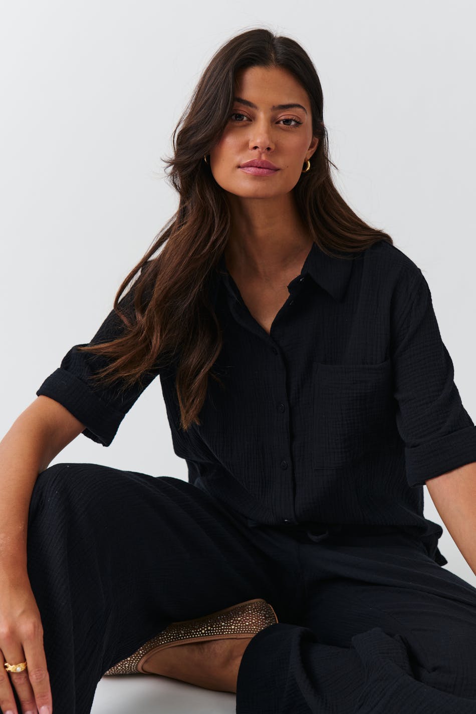 Short sleeve gauze shirt
