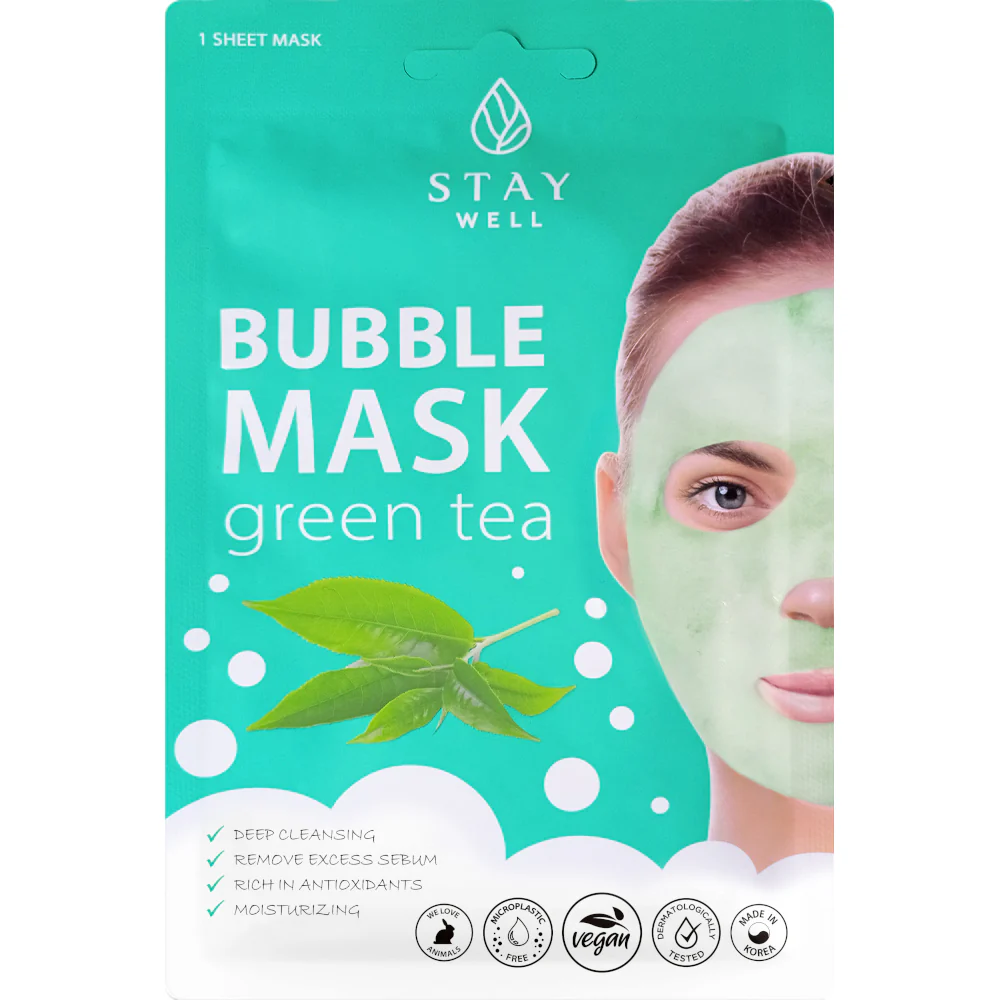 Tiefenreinigende Schaummaske – GRÜNER TEE – Reinigende Gesichtsmaske, Beruhigende Gesichtsmaske