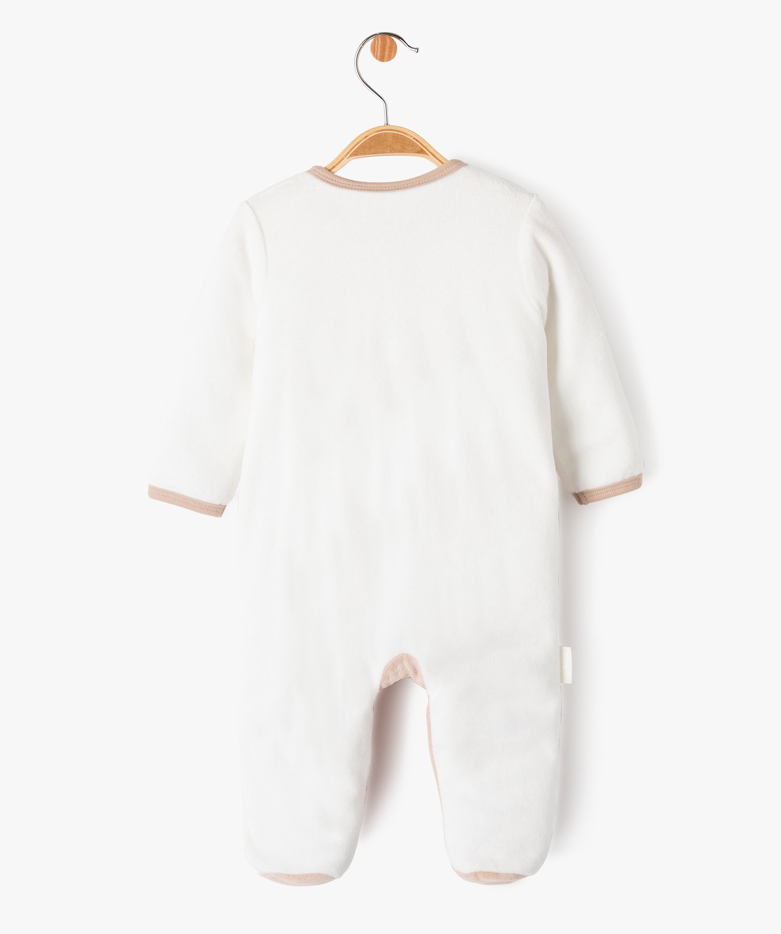 Pyjama en velours avec ouverture devant bébé - Petit Béguin ecru | GEMO