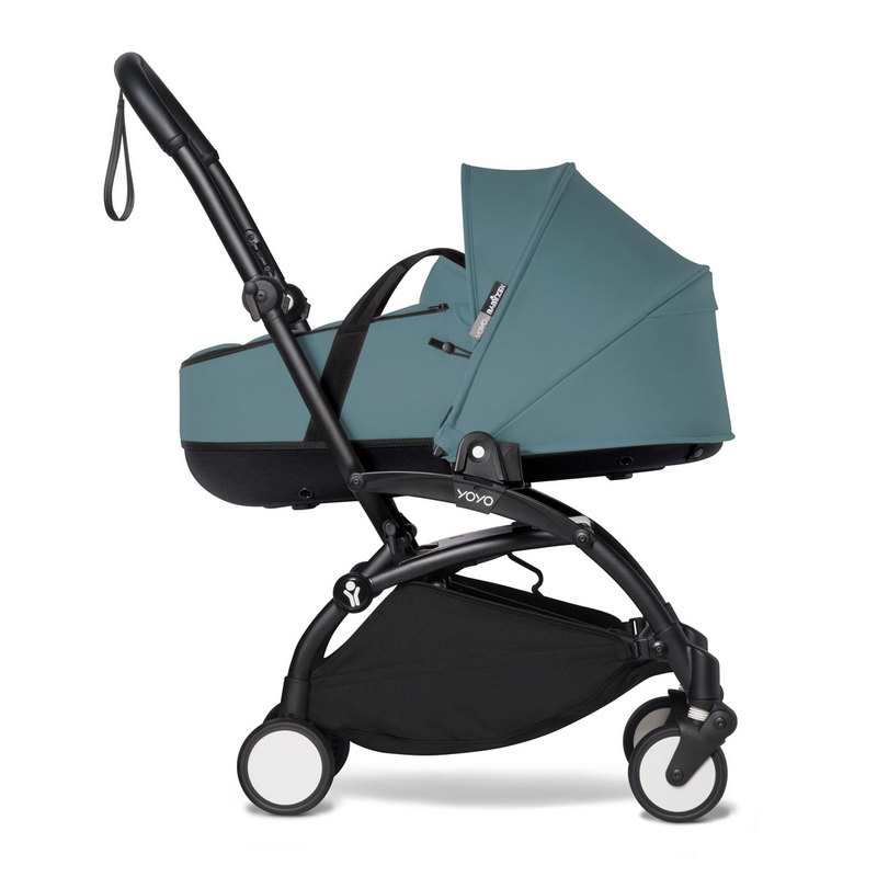 Poussette Yoyo2 4 roues châssis noir nacelle aqua Babyzen