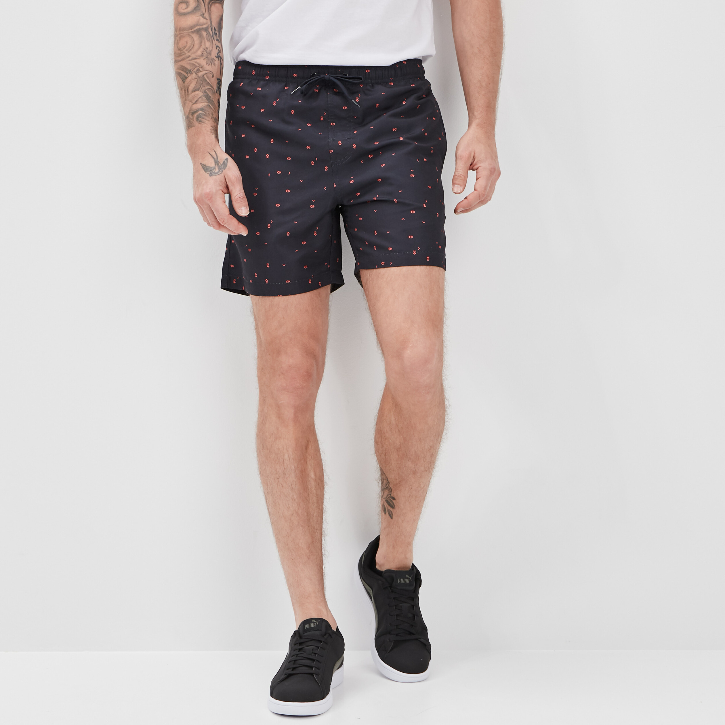 Short de bain taille élastiquée bleu marine homme | La Halle