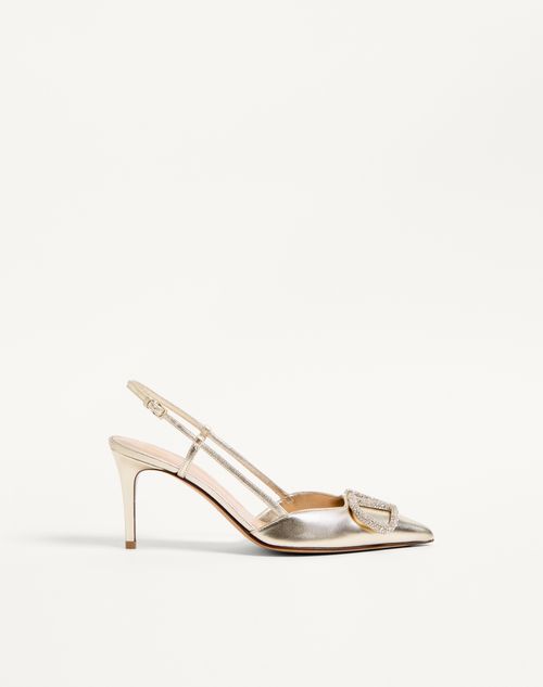 VLogo Glow Slingback Pumps i 80 mm lamineret nappa