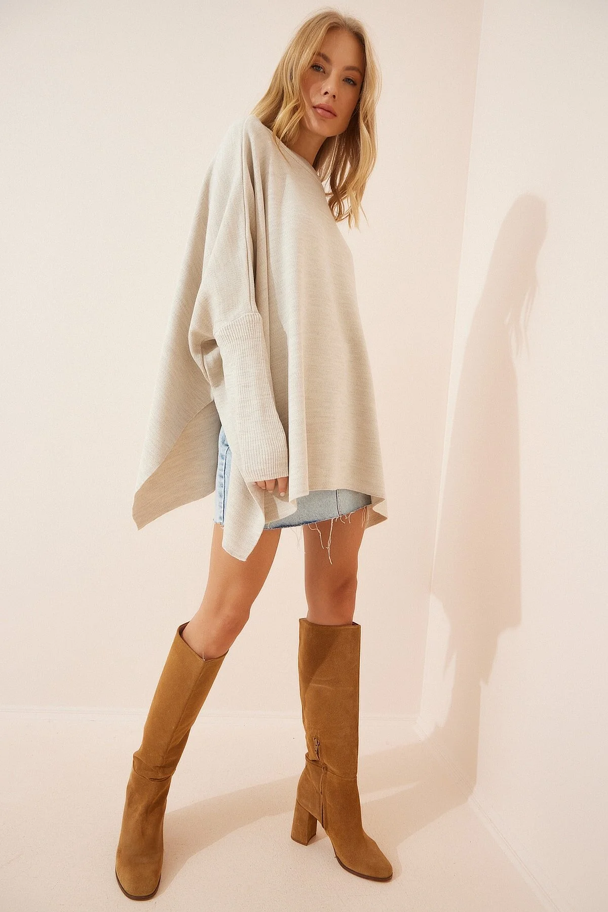 Happiness İstanbul  Pullover - Beige - Oversized