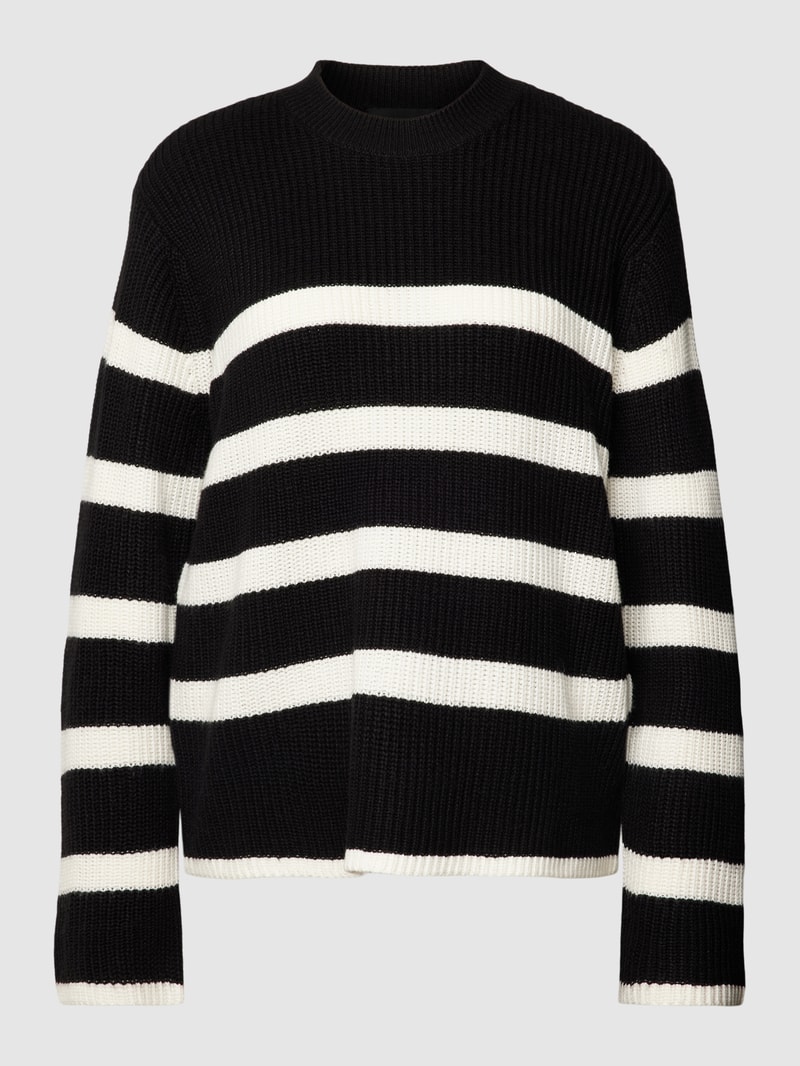 Strickpullover mit Streifenmuster Modell 'SABINA' in black