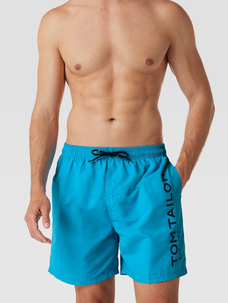 Badehose mit Label-Print in türkis