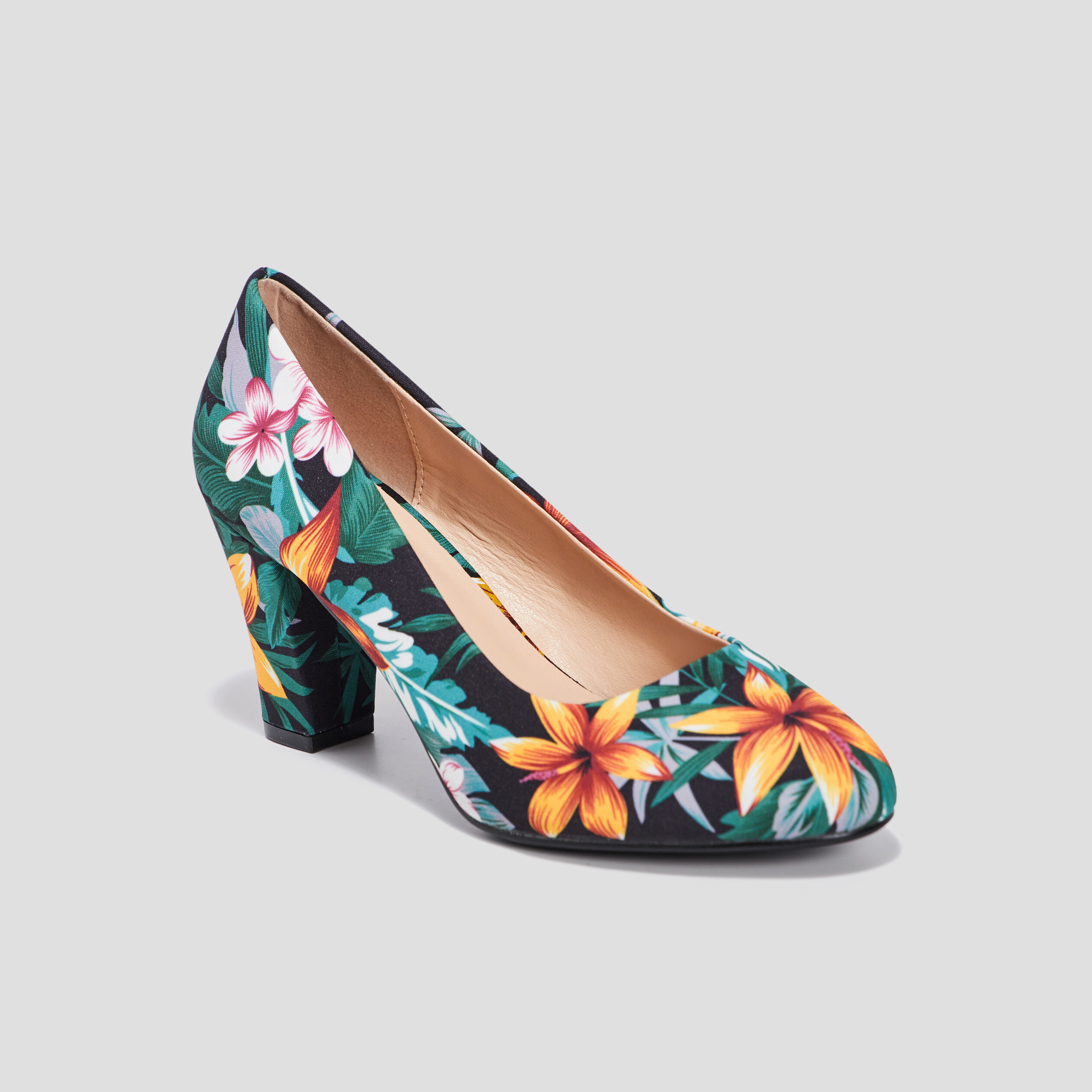 Escarpins à talons carrés multicolore femme | La Halle