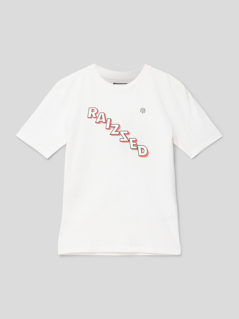 T-Shirt mit Label-Print in weiß