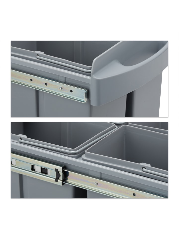 relaxdays Mülltrennsystem Grau Deluxe 4x8L günstig kaufen onesize