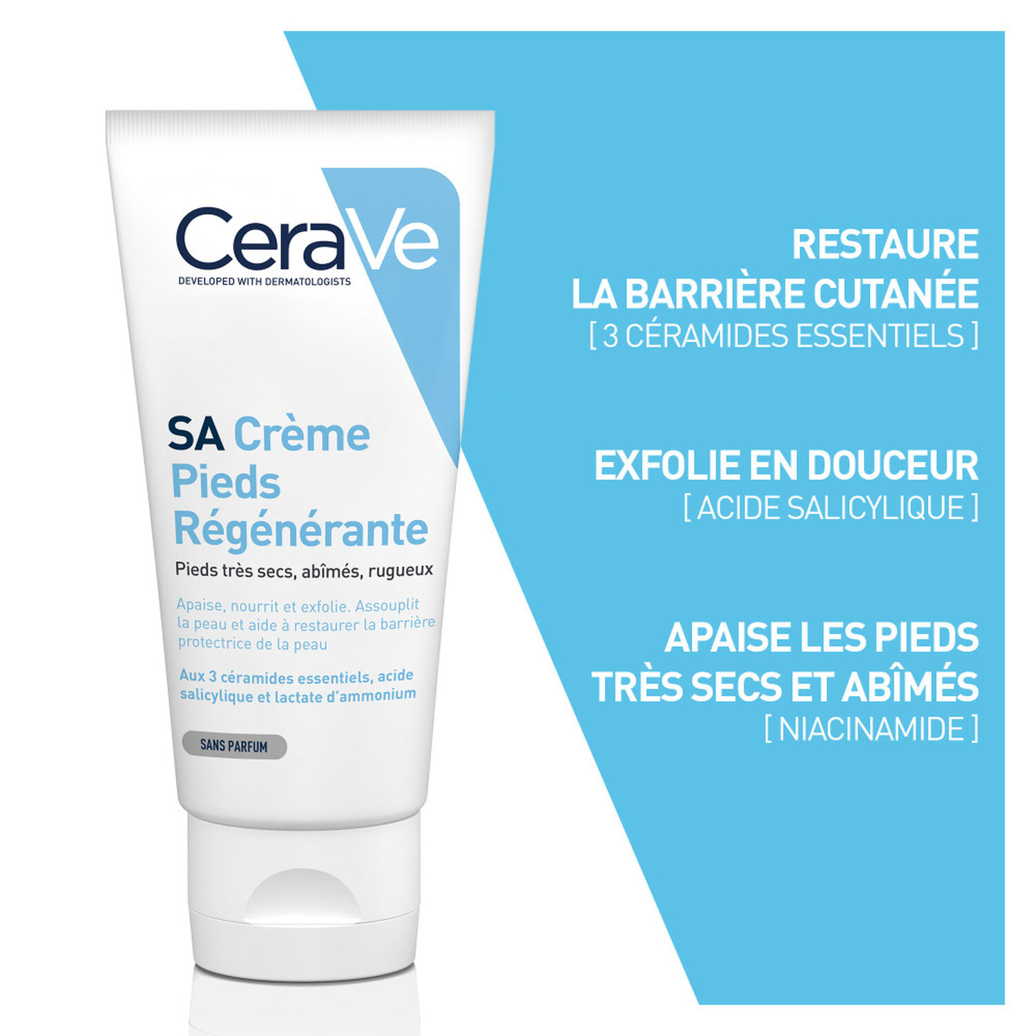 Cerave Crème Pieds Régénérante Exfolie et Hydrate 88 ml