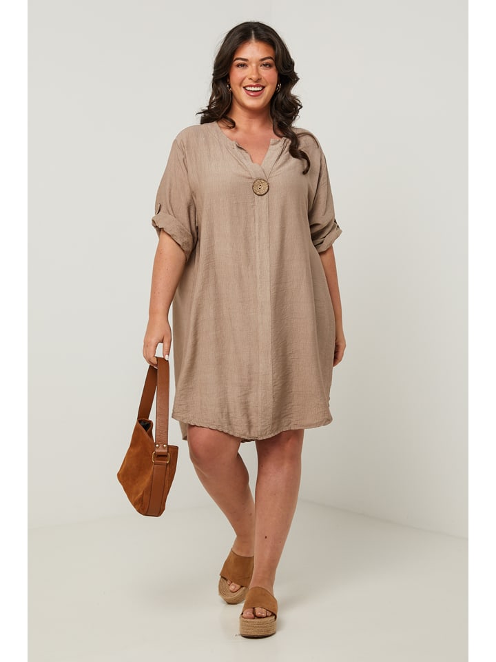Curvy Lady Kleid in Taupe günstig kaufen