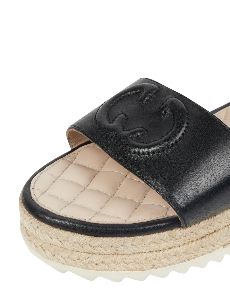 Sandalen aus Leder mit Plateausohle Modell 'Bari' in schwarz