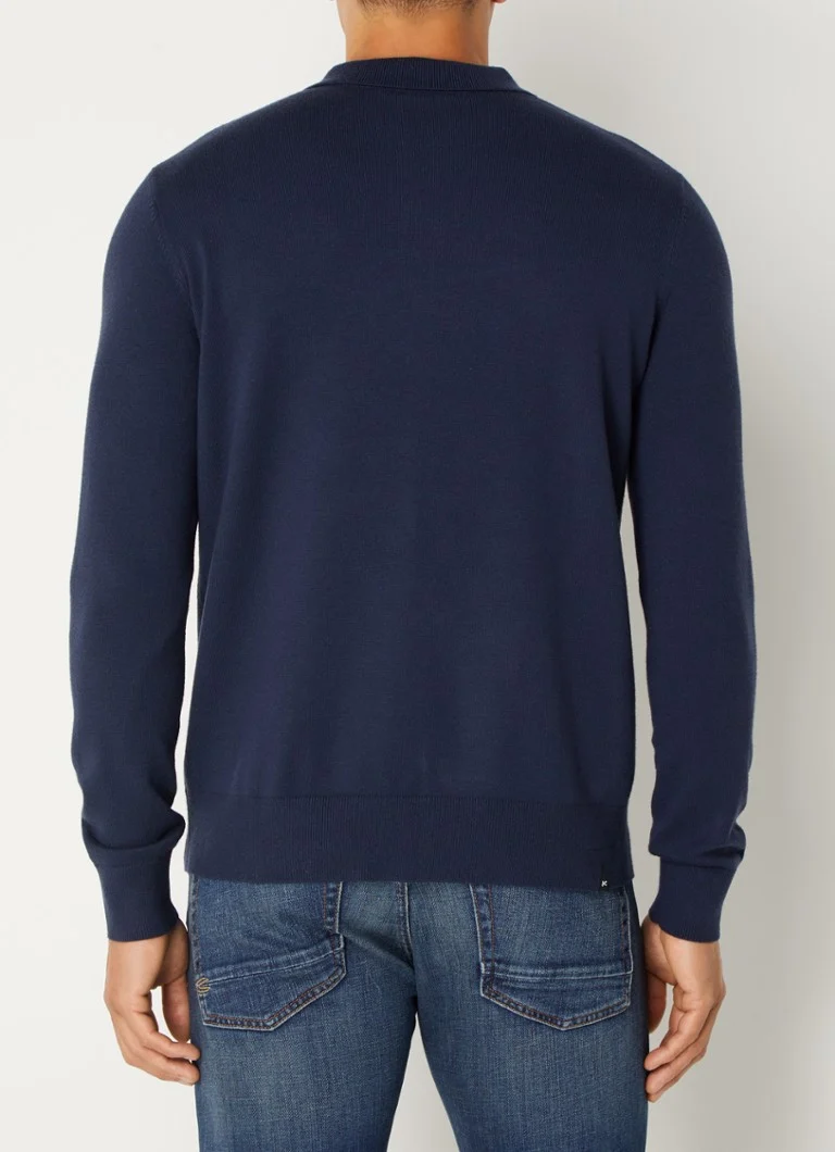 Denham Eaton fine knit polo with half zip