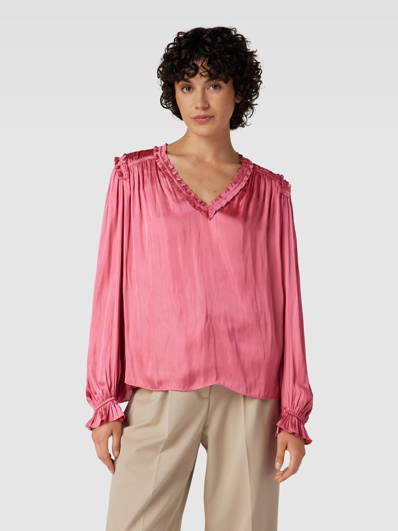 Bluse mit Rüschen in pink