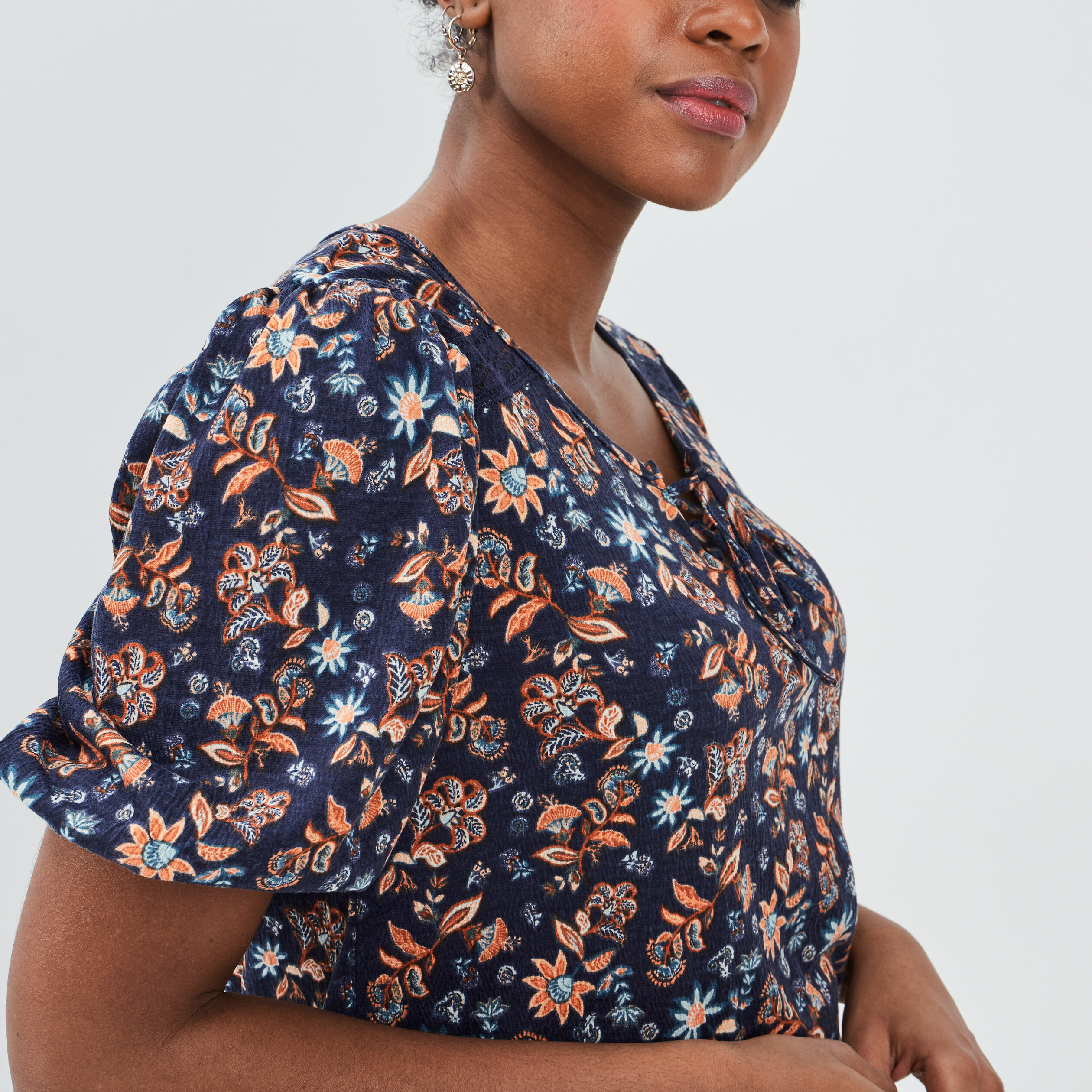 T-shirt manches courtes bleu marine femme | La Halle