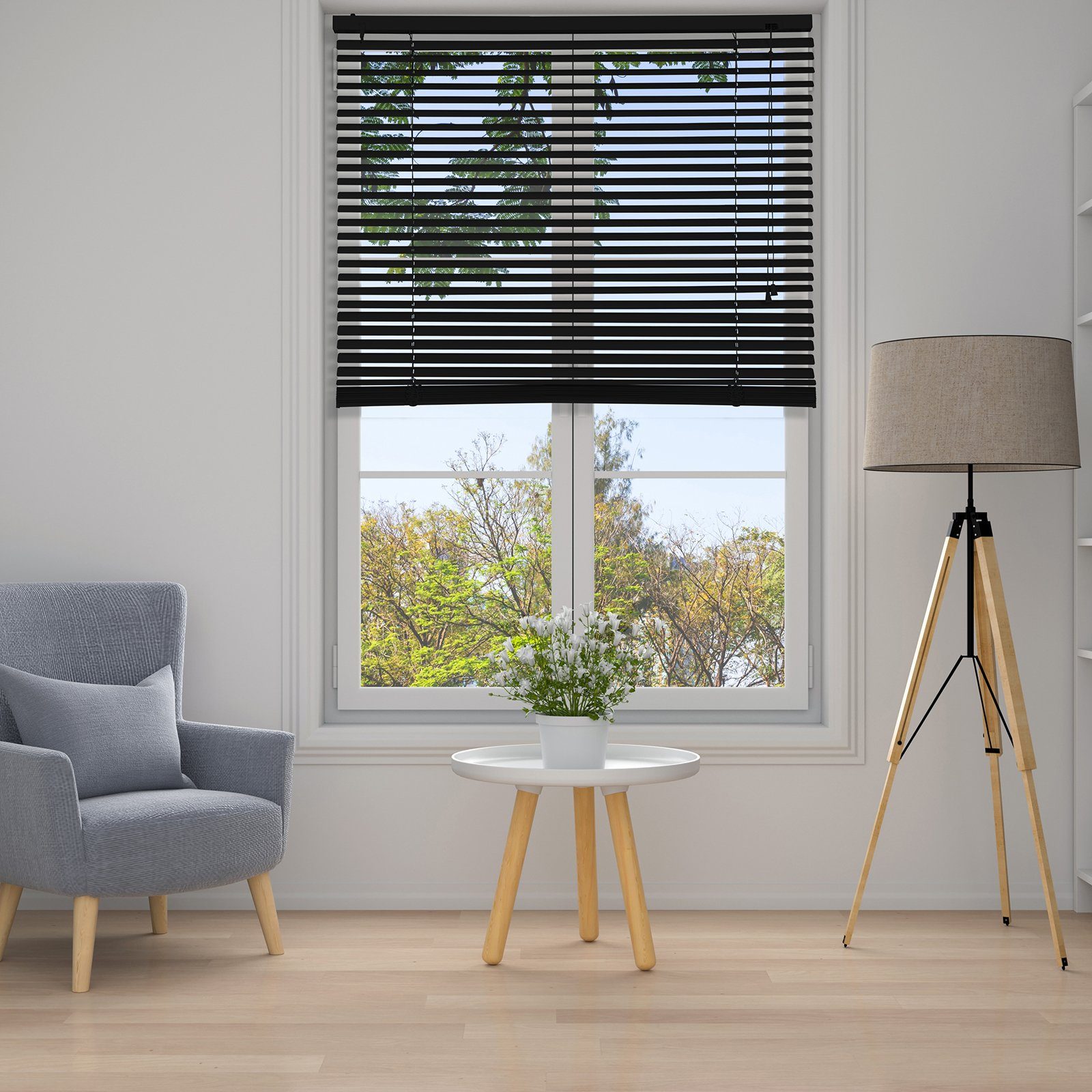 Jalousie Aluminium-Jalousie ohne Bohren, Klemmfix-Jalousie für fenster, Sekey, freihängend, 25mm Alu-Lamellen, mit Bohren, inklusive Montagematerial