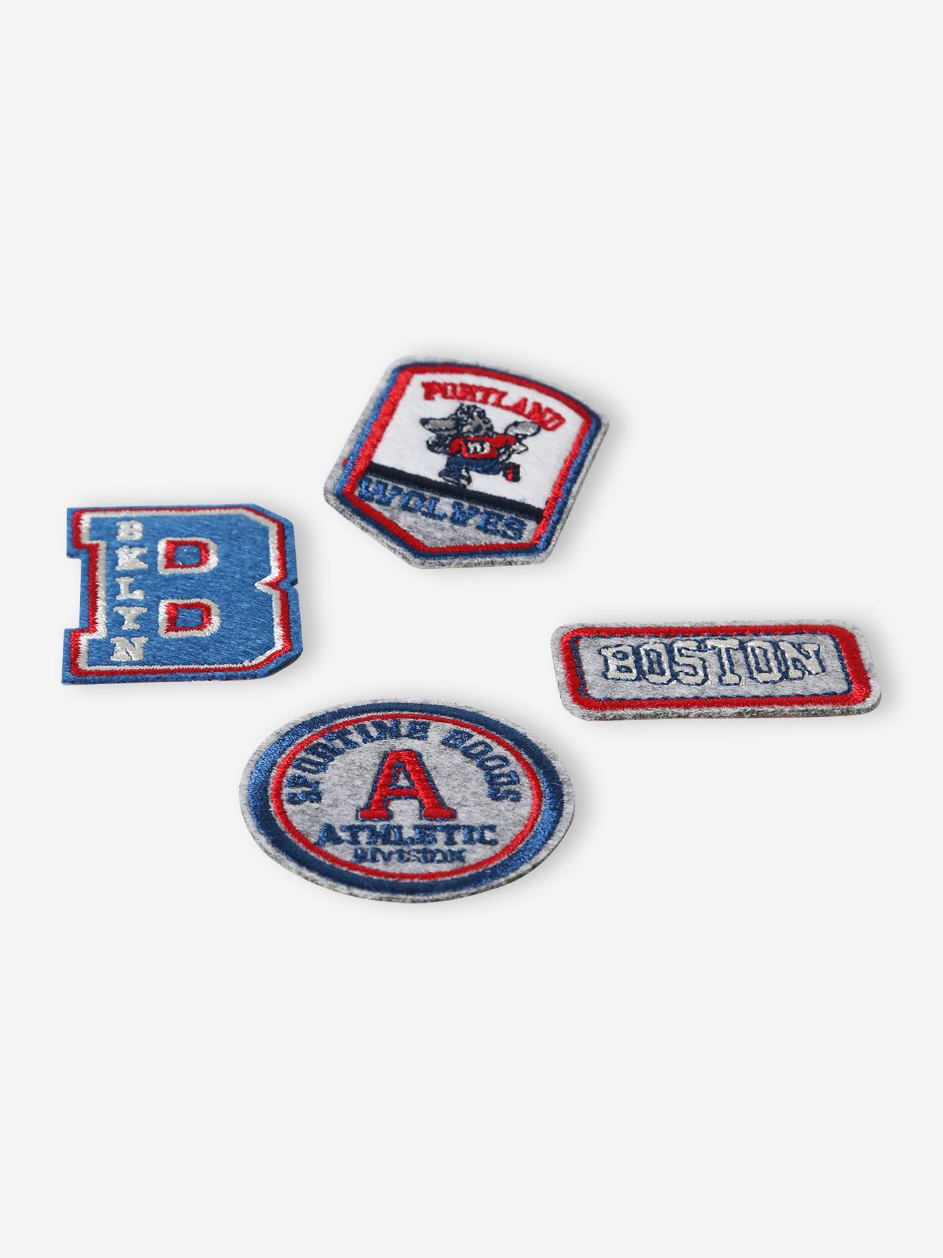 Lot de 4 badges thermocollants garçon bleu