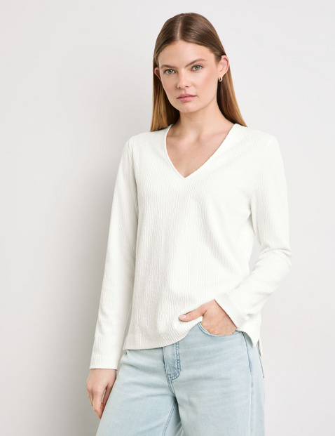Langarmshirt aus Struktur-Jersey