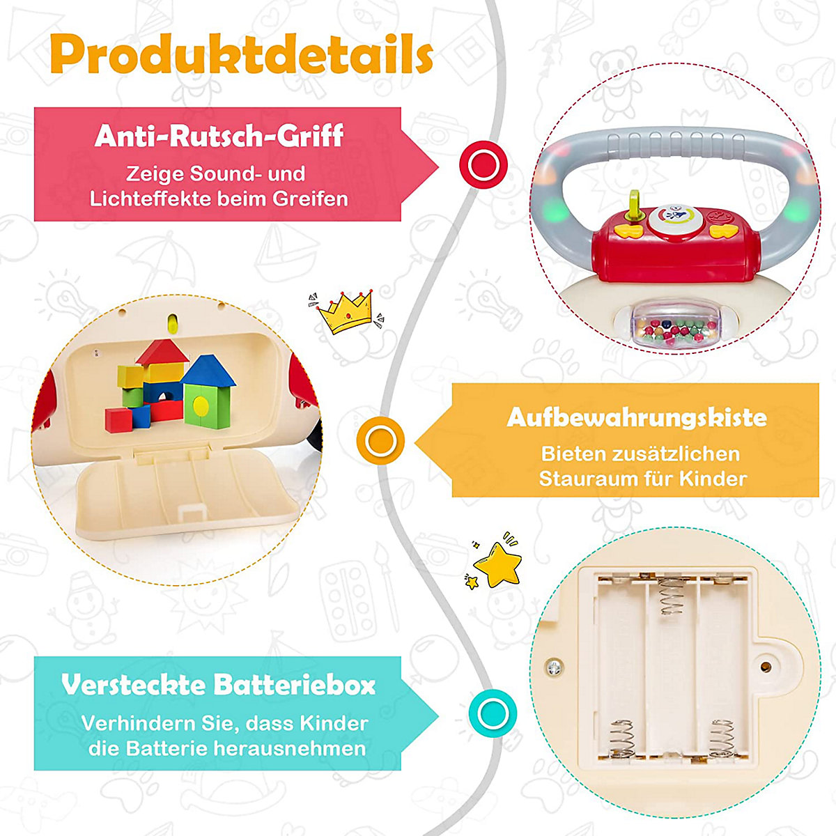 Lauflernwagen mit Musik & Licht & Spielbrett ab 9 Monaten