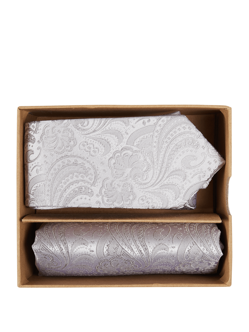 Weste, Fliege und Einstecktuch im Set in silber