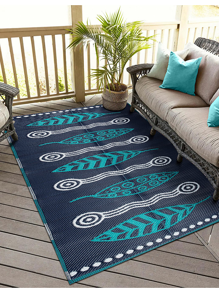 FLORIANE GARDEN Outdoor-Teppich in Dunkelblau/ Türkis günstig kaufen