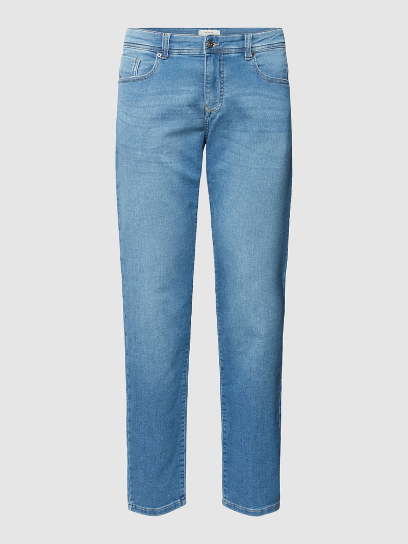 Jeans mit Label-Patch in aqua blau