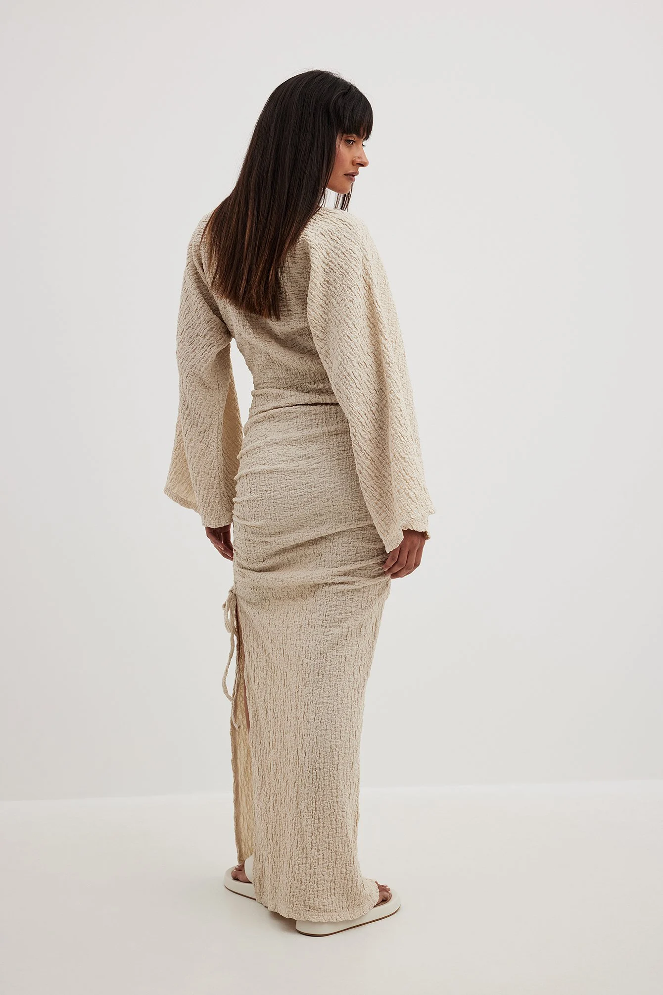 Strukturiertes Maxikleid mit Kordelzug