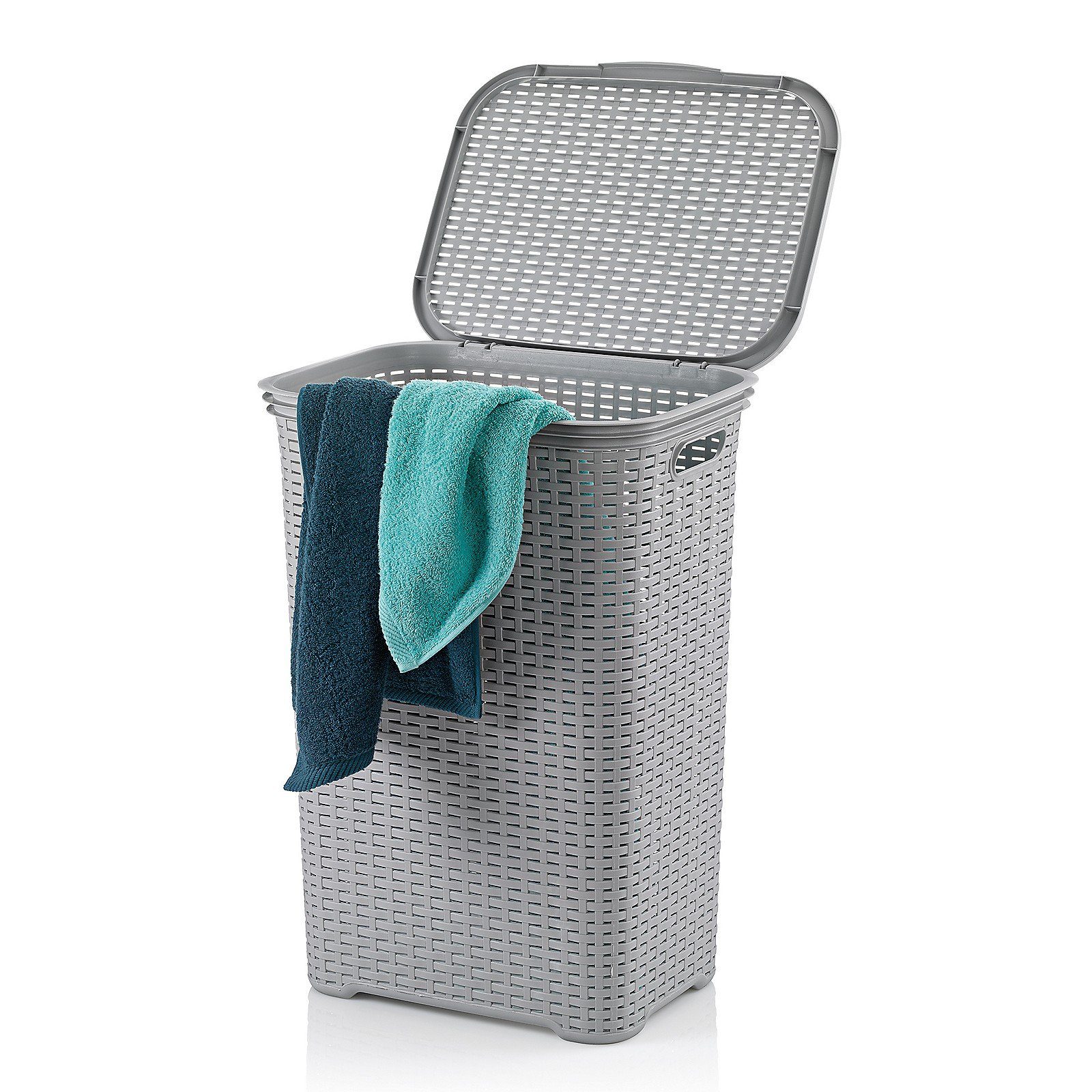 kela Wäschebox Brasilia, Klappdeckel, 60 L, Flecht-Look, flexibel einsetzbar, 2 Tragegriffe
