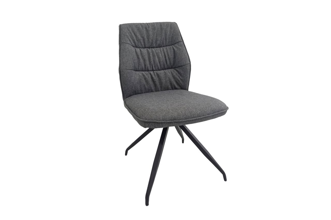 byLiving PEGGY Stuhl, 2er-Set, Metallgestell schwarz pulverbeschichtet, Webstoffbezug grau