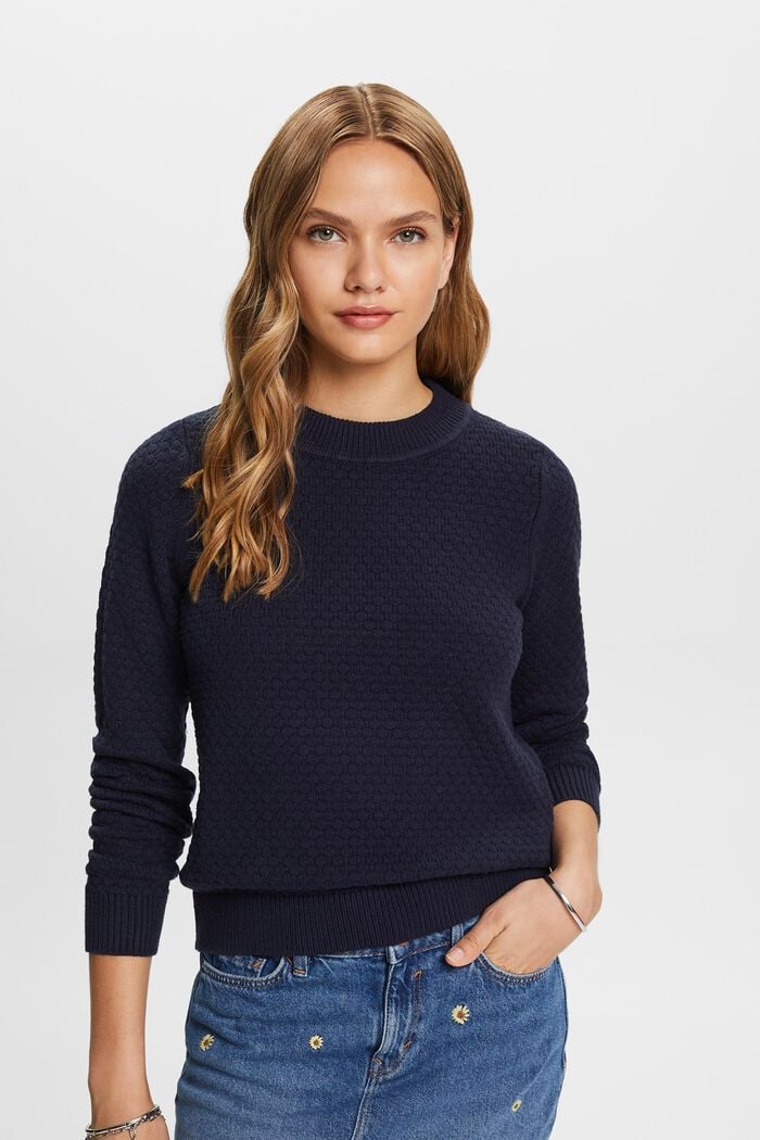 Strukturierter Strickpullover, Baumwollmix