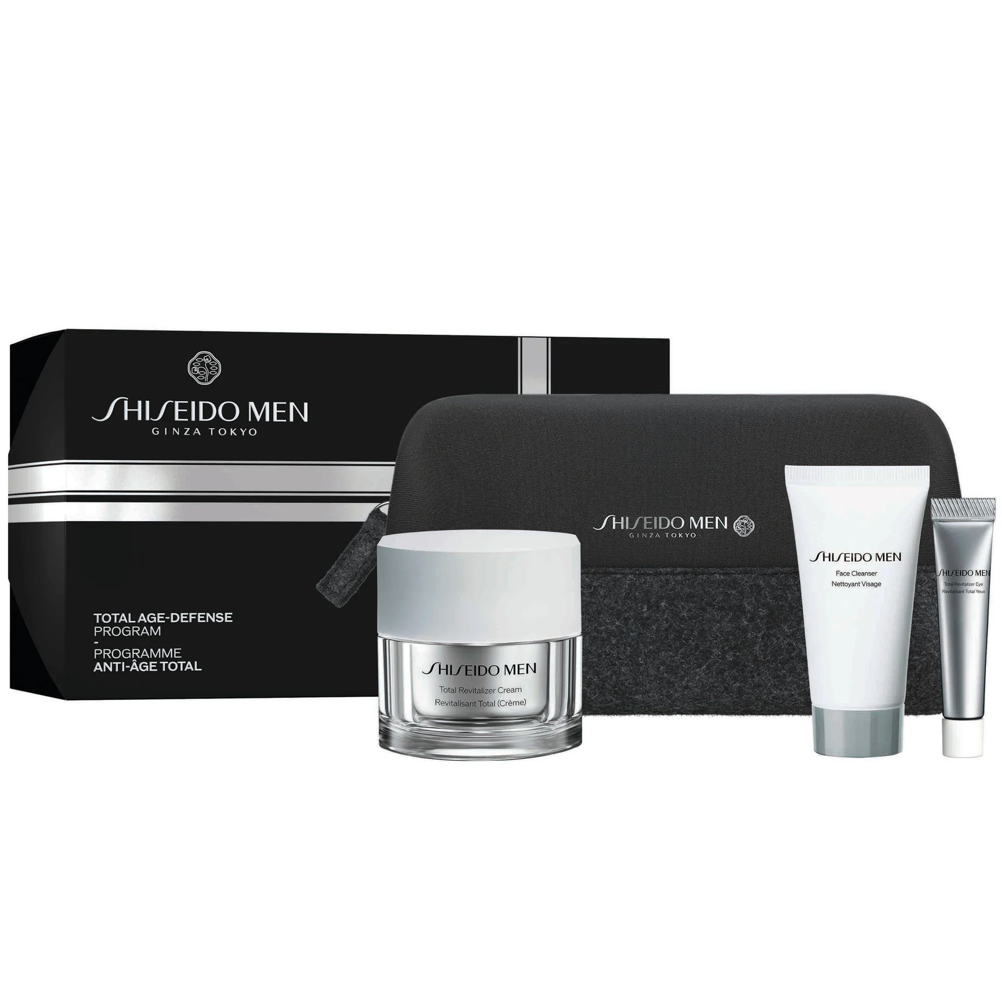 Shiseido Men Kosmetiktasche Set – Anti-Falten-Set, 24-Stunden-Anti-Falten-Gesichtspflege