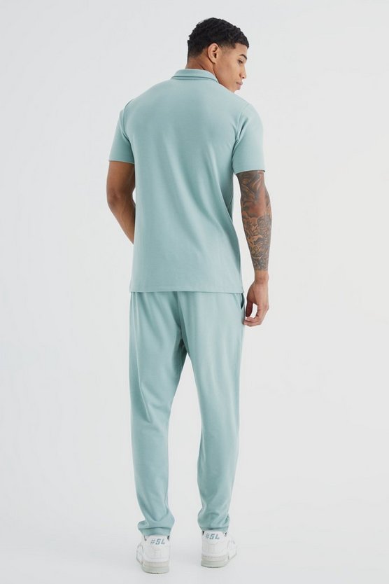 Kurzärmliges Slim-Fit Poloshirt mit 1/4 Reißverschluss