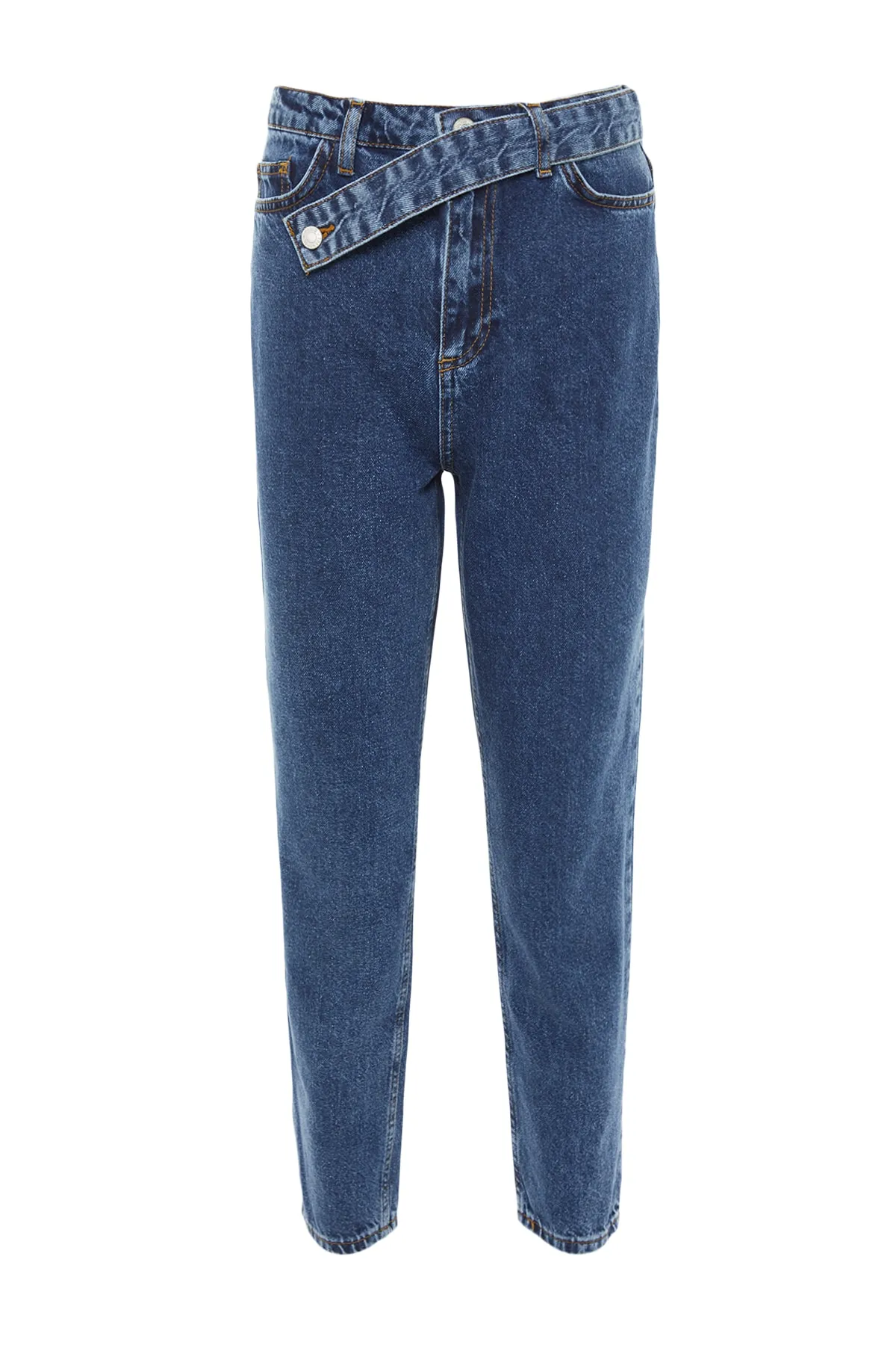 Trendyol Collection  Mom-Jeans mit hoher Taille und marineblauem Taillendetail