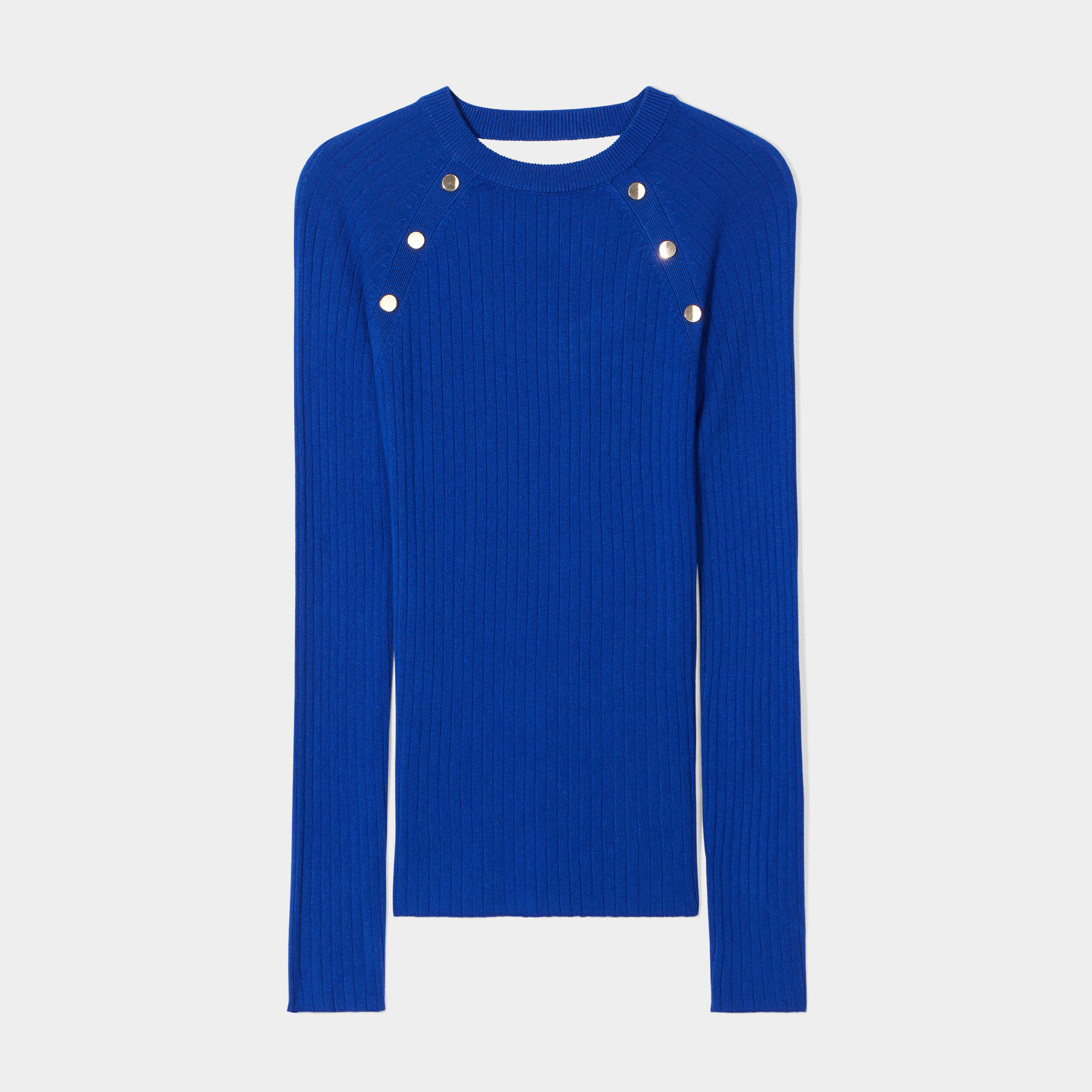 Pull ouverture dos et boutons épaules bleu electrique femme | La Halle