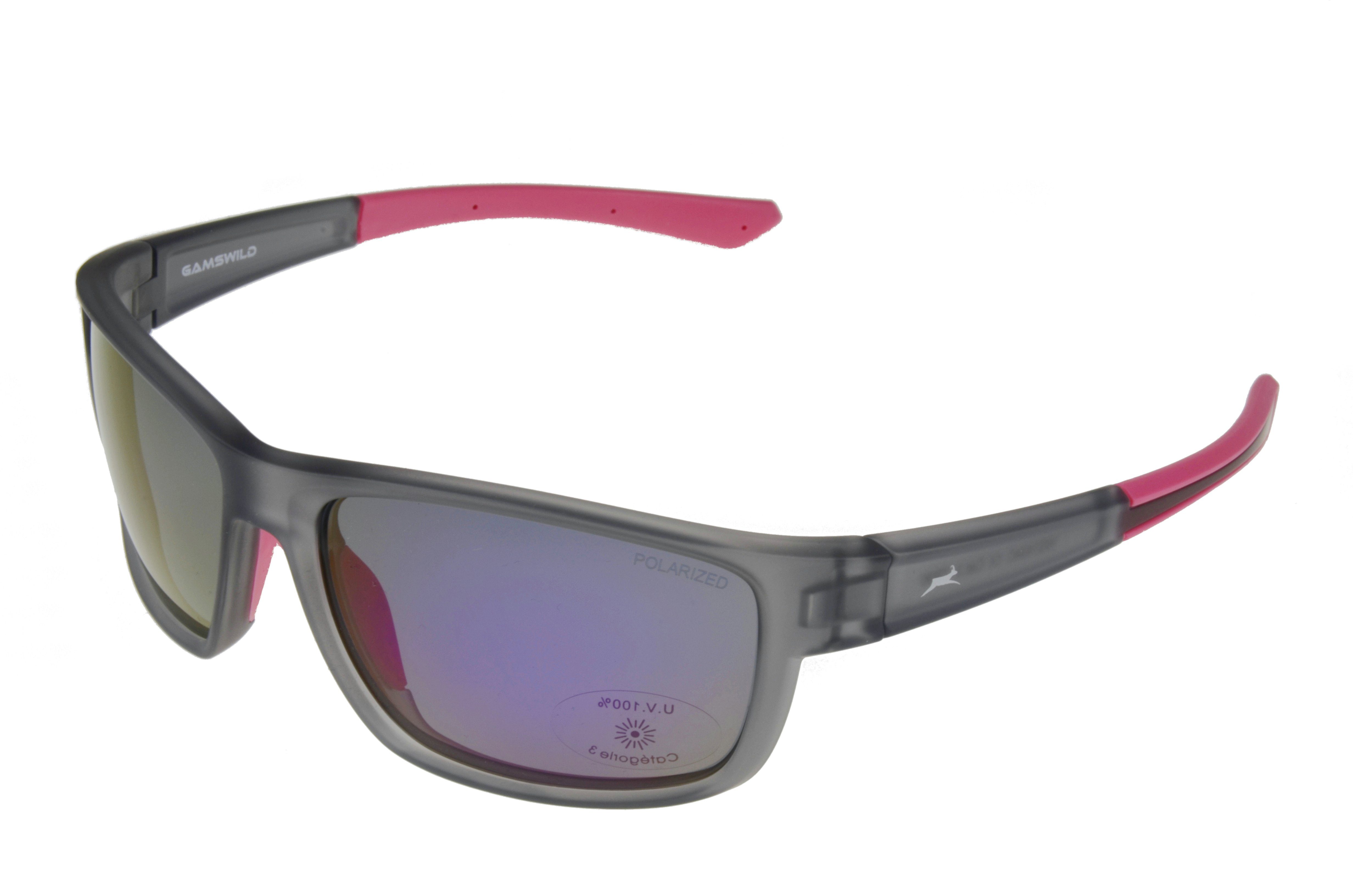 Gamswild Sportbrille WS7434 Sonnenbrille Skibrille Fahrradbrille Damen Herren Unisex, schmal geschnittenes Modell, braun, schwarz, pink, grün