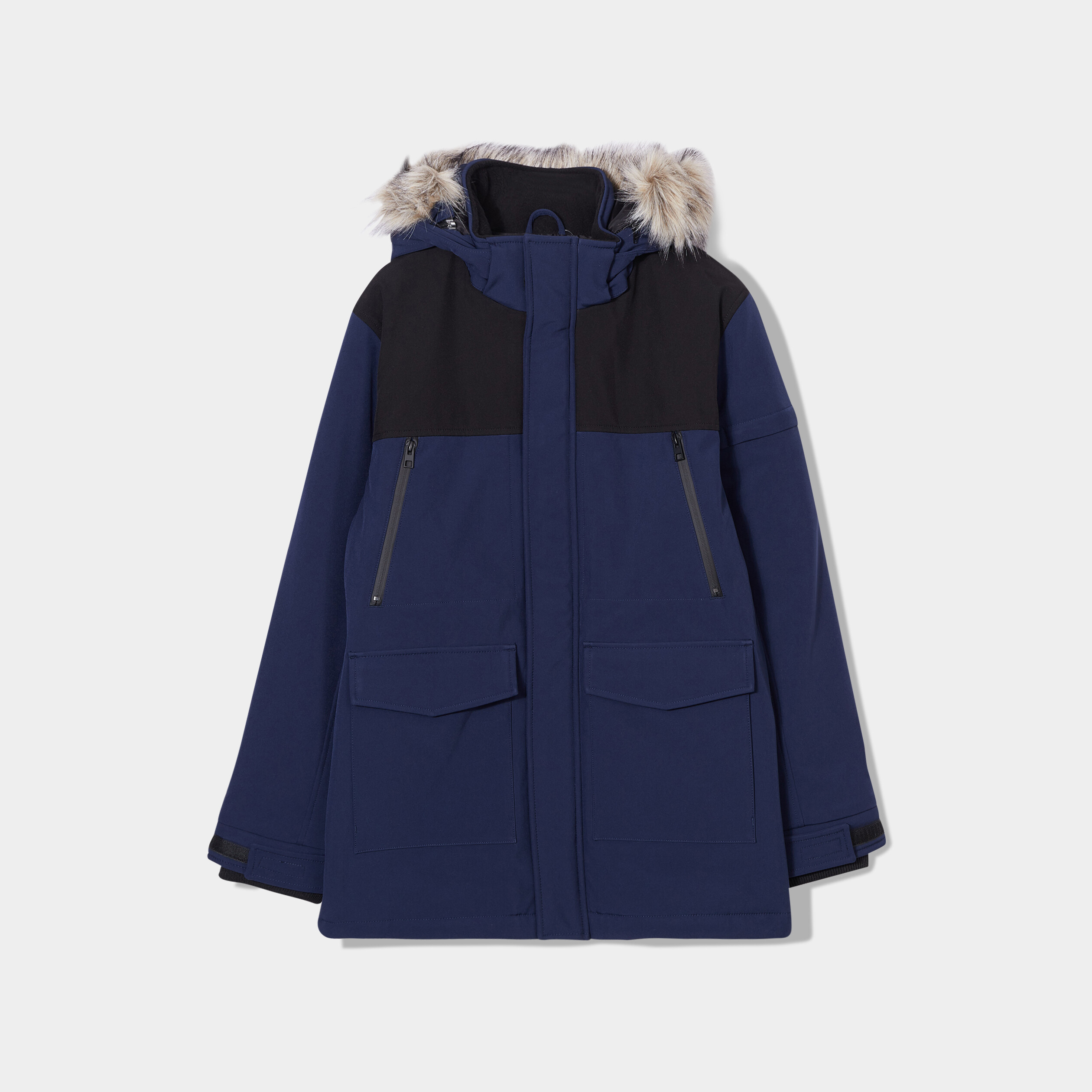 Parka avec capuche fausse fourrure bleu foncé homme | La Halle